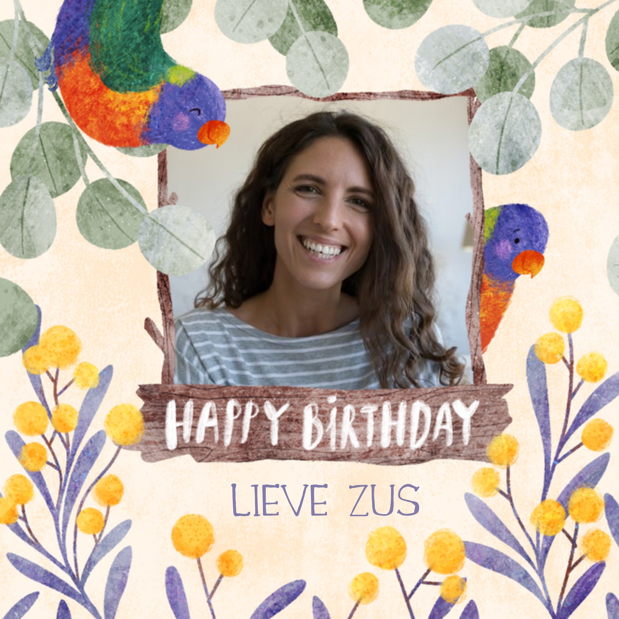 Greetz Verjaardagskaart Vogels Lieve zus Vierkant