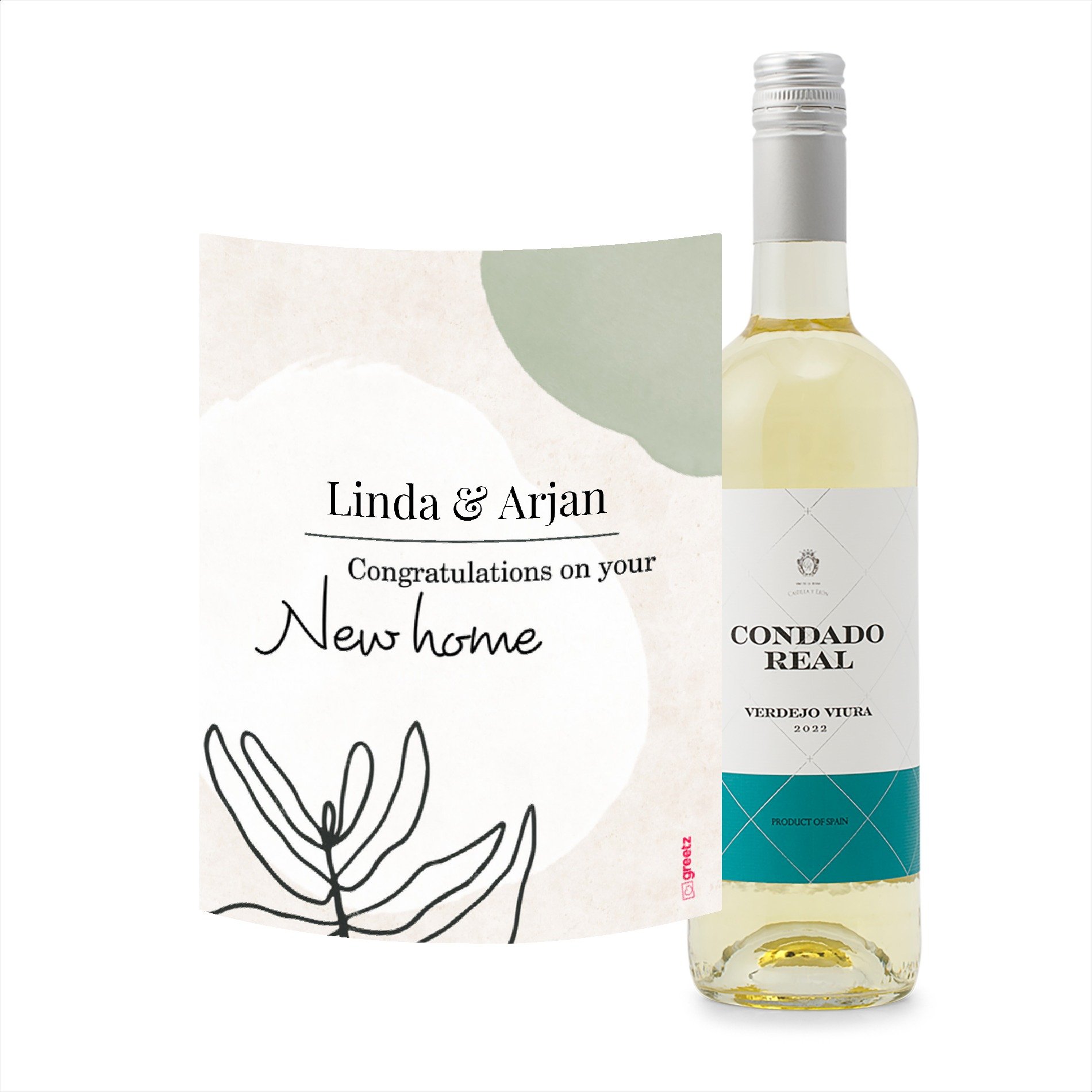Verdejo - Viura New home met eigen naam 750 ml Drankcadeaus Condado Real