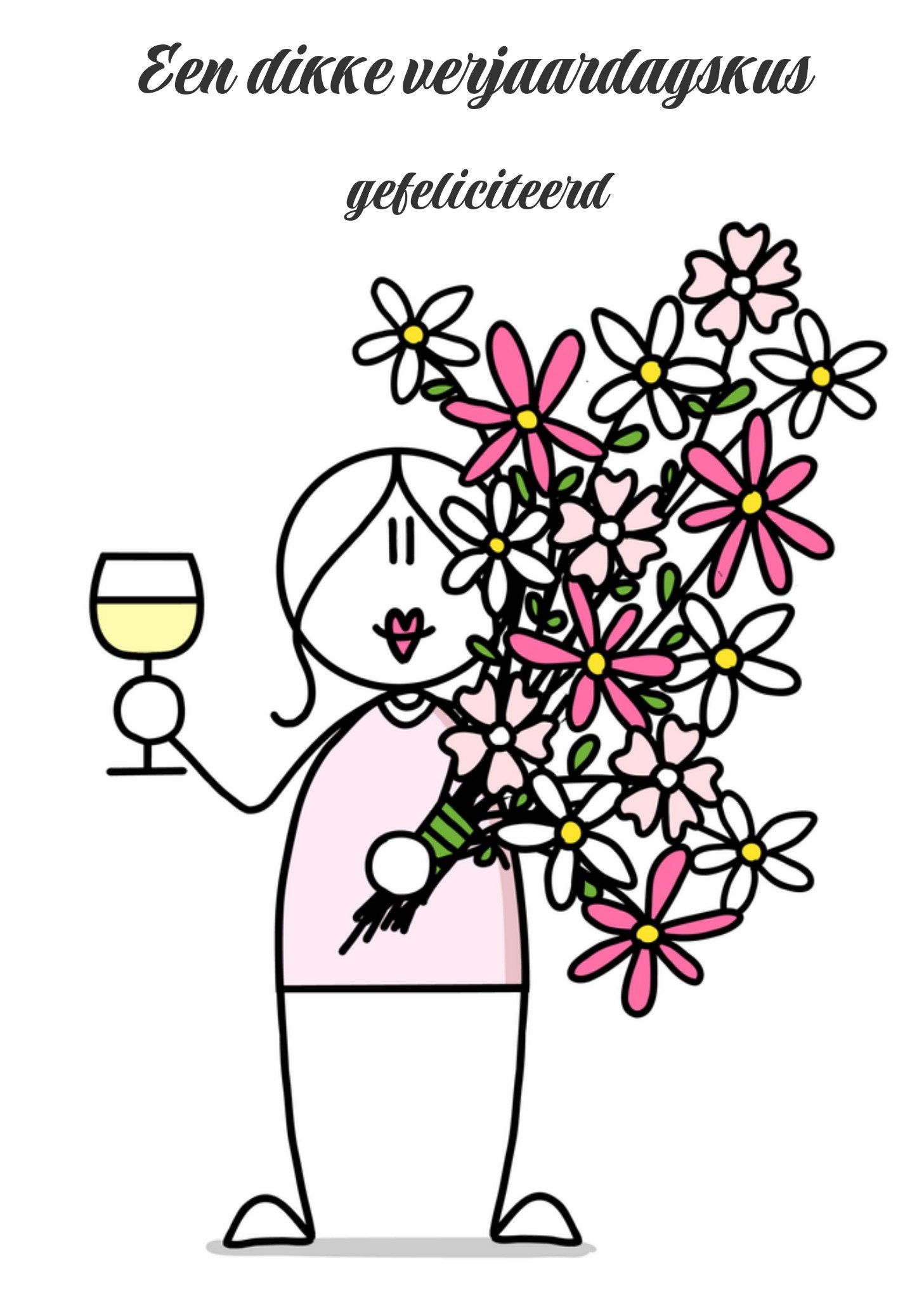 Verjaardagskaart bloemen Kaart YH Tekent