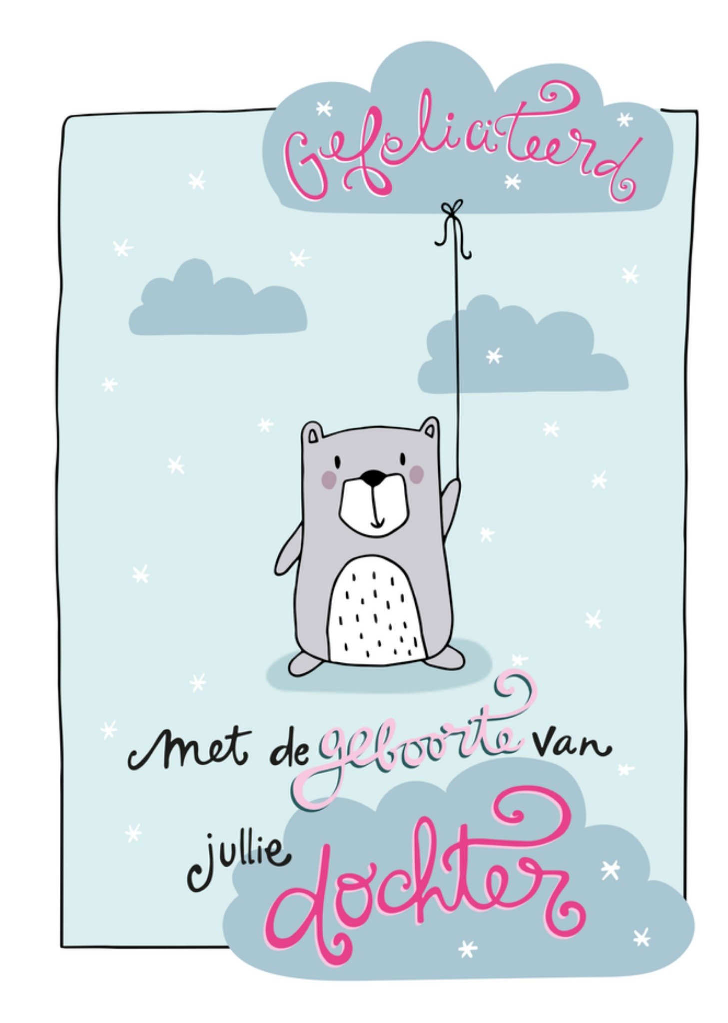 Geboortekaart Dochter Kaart Funny Side Up