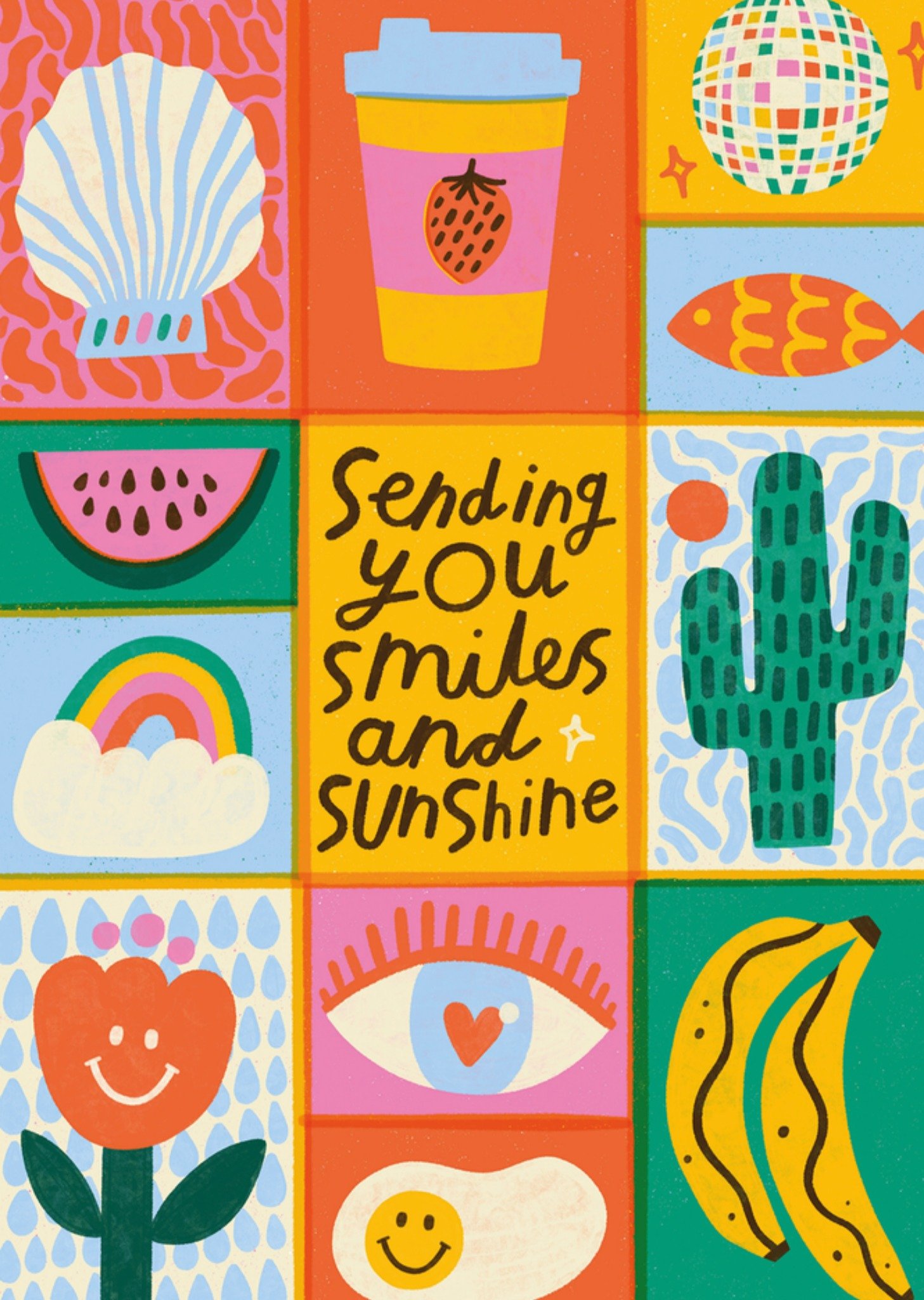 Zomaar kaart Sending you smiles and sunshine KaartJolly Awesome