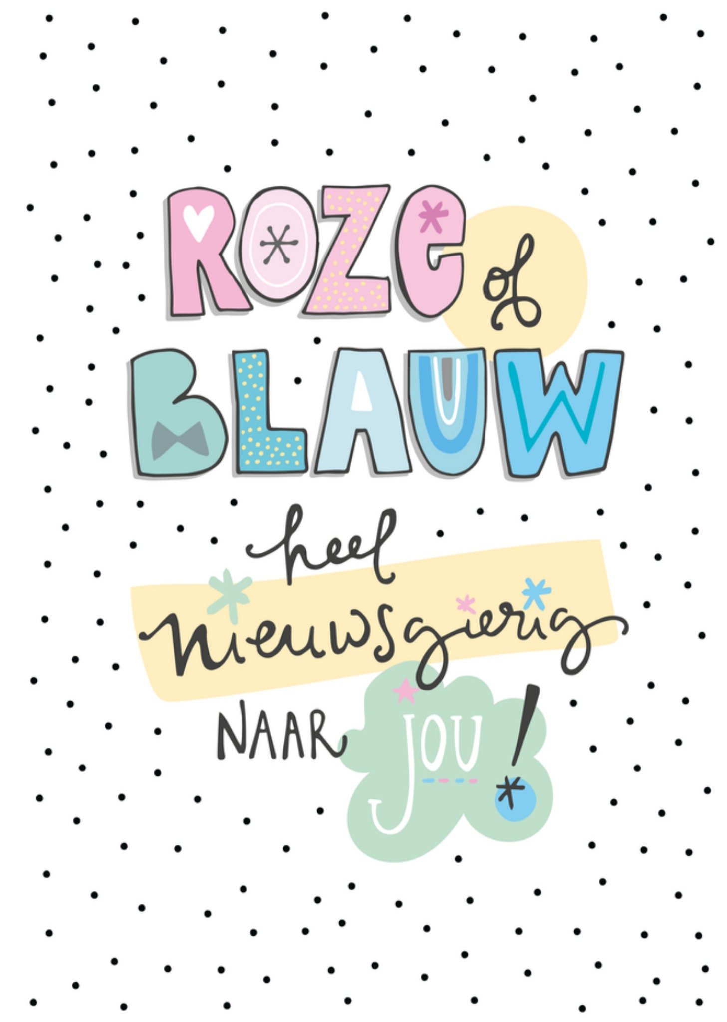 Zwangerschapskaart Roze of Blauw Kaart Funny Side Up