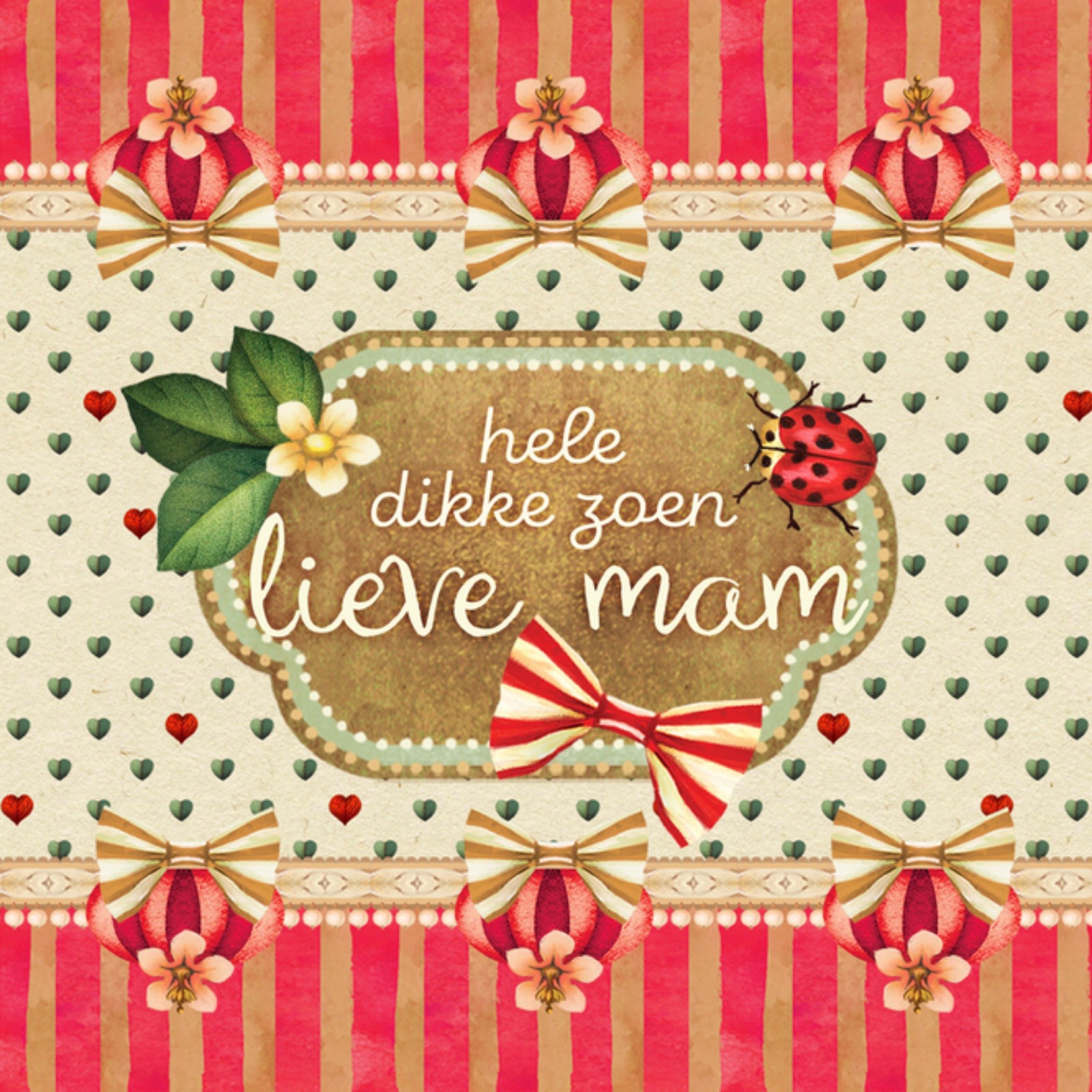 Studio Pompidom Moederdagkaart Hele dikke zoen lieve mam Greetz