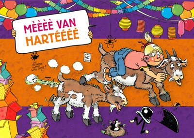 Mèèèè Van Hartéééé Illustratie Met Geiten Felicitatie Kaart
