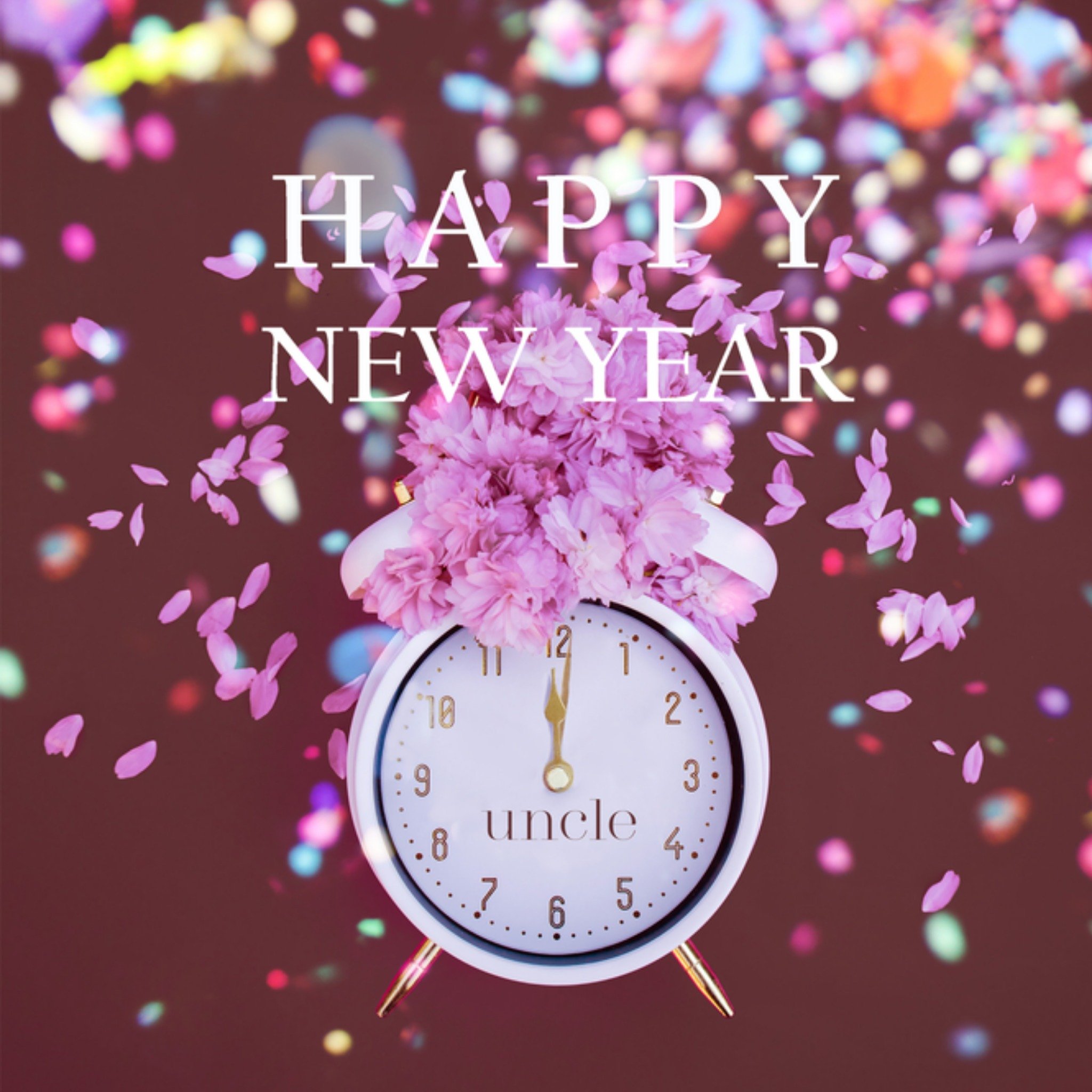 Nieuwjaarskaart klok oom Vierkante Kaart Photoflash