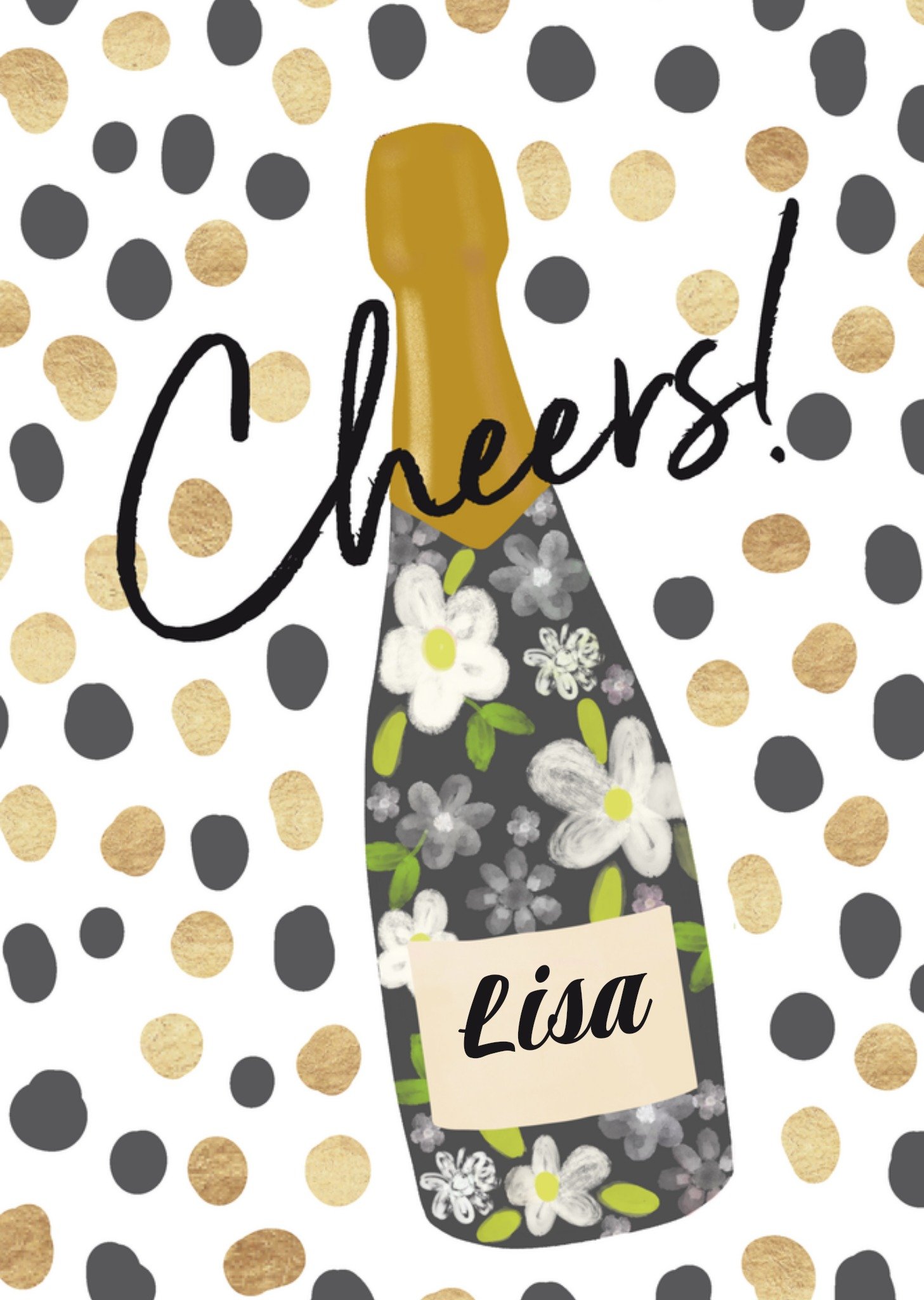 Verjaardagskaart met naam champagne Kaart Tsjip