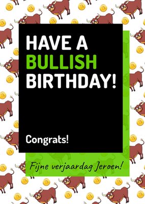 Have A Bullish Birthday Typografisch Stier En Bitcoin Kaart