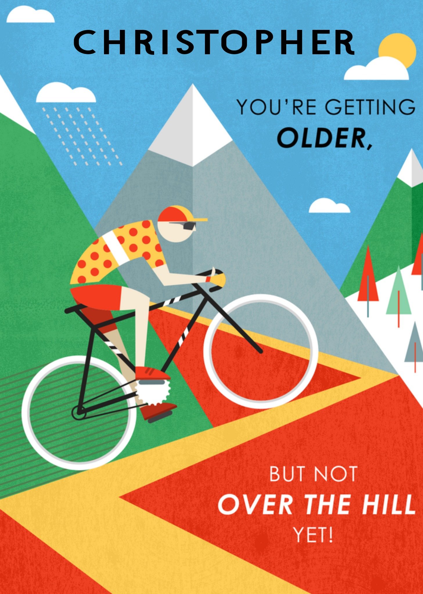 Verjaardagskaart fietsen met naam Greetz