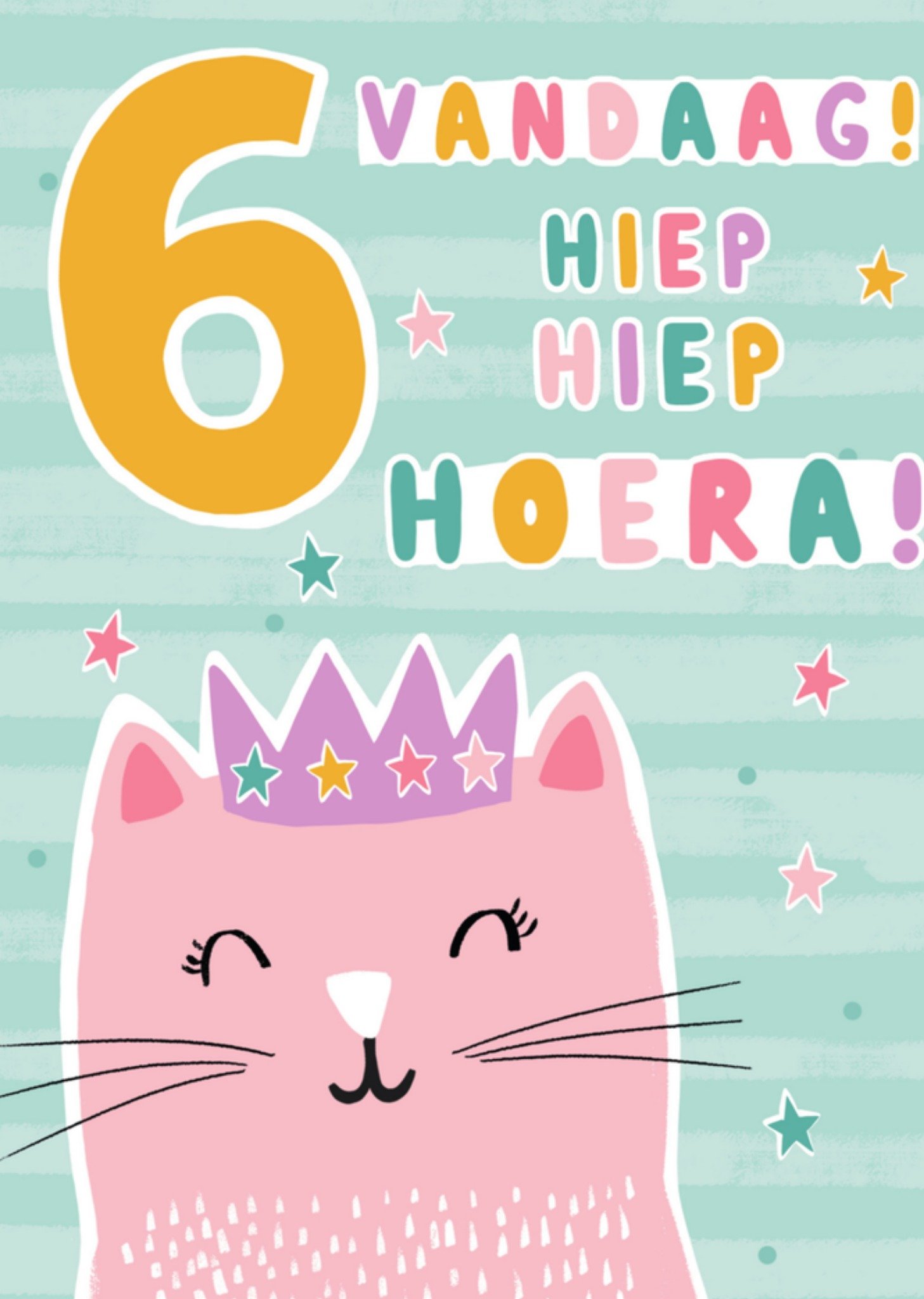 Verjaardagskaart kat 6 jaar Greetz