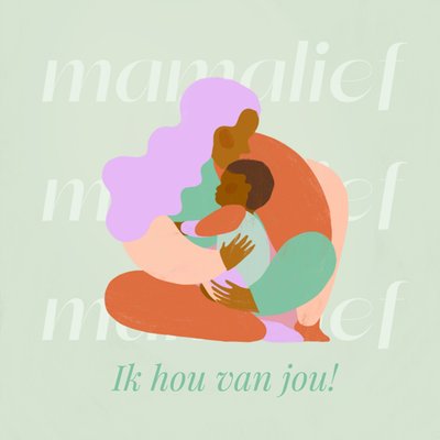 Ik Hou Van Jou Geïllustreerd Moeder En Kind Voor Mama Kaart
