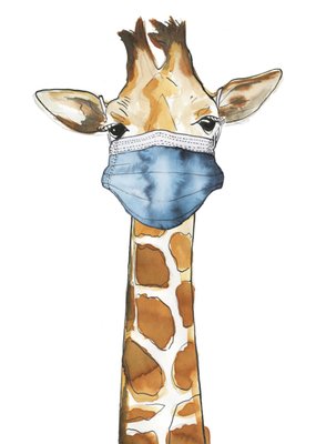 Marie Bodie | Beterschapskaart | Aquarel giraffe