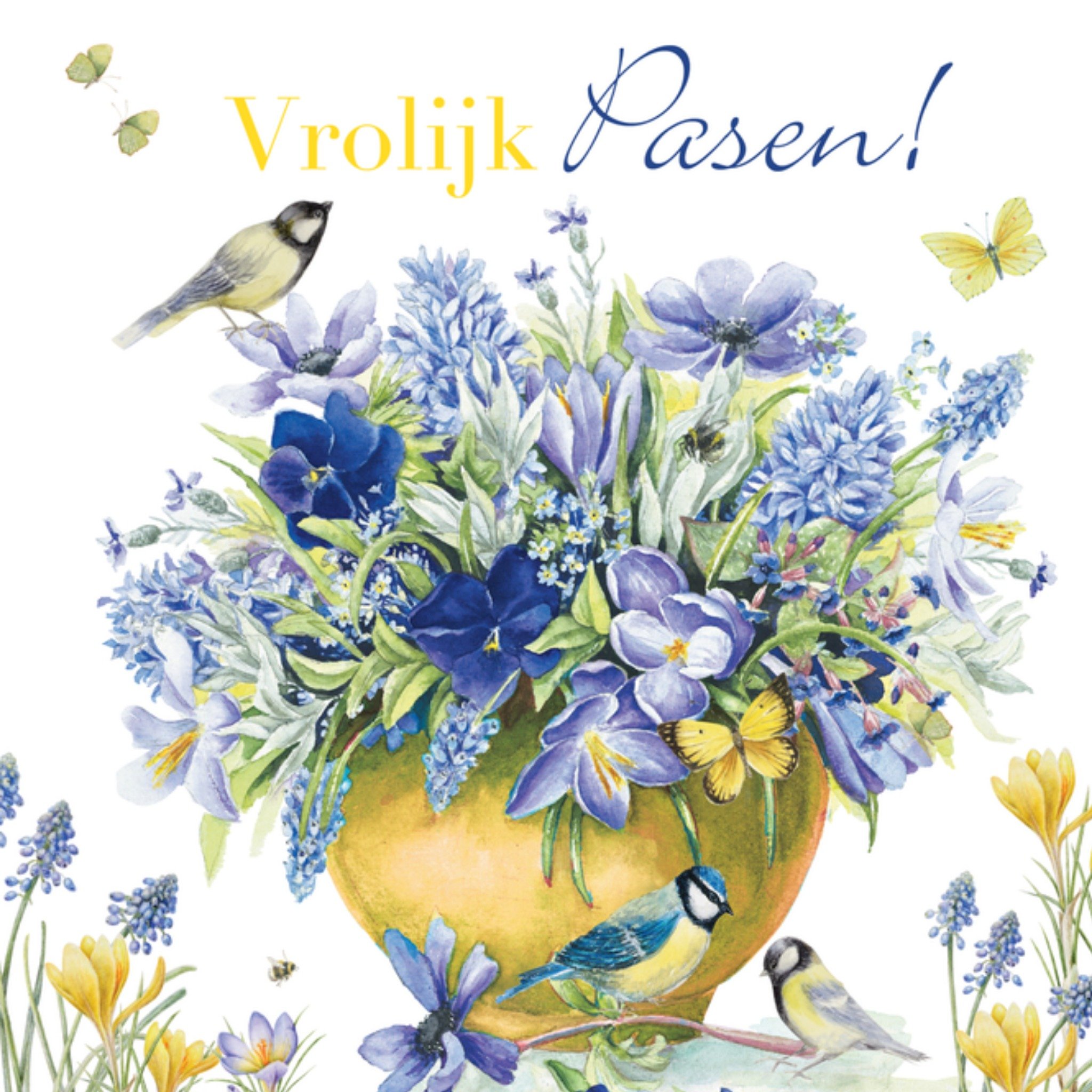 Paaskaart Bloemenvaas Vierkante Kaart Janneke Brinkman