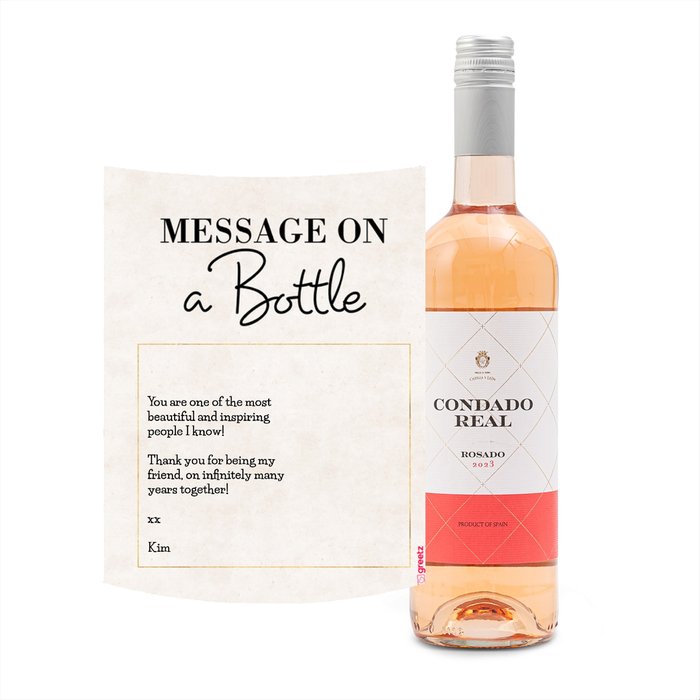 Condado Real | Tempranillo Rosado | Message met eigen tekst | 750 ml