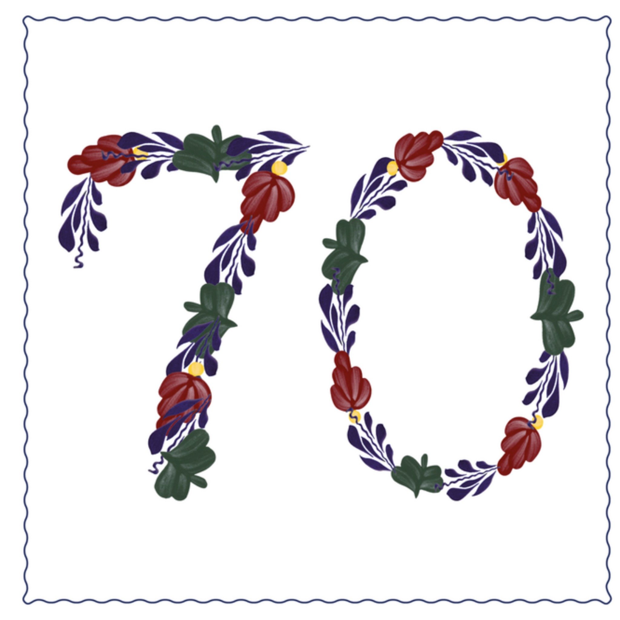 Verjaardagskaart 70 Vierkante Kaart Boerenbont