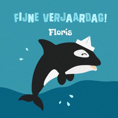 Geïllustreerde Orka Verjaardag Kaart