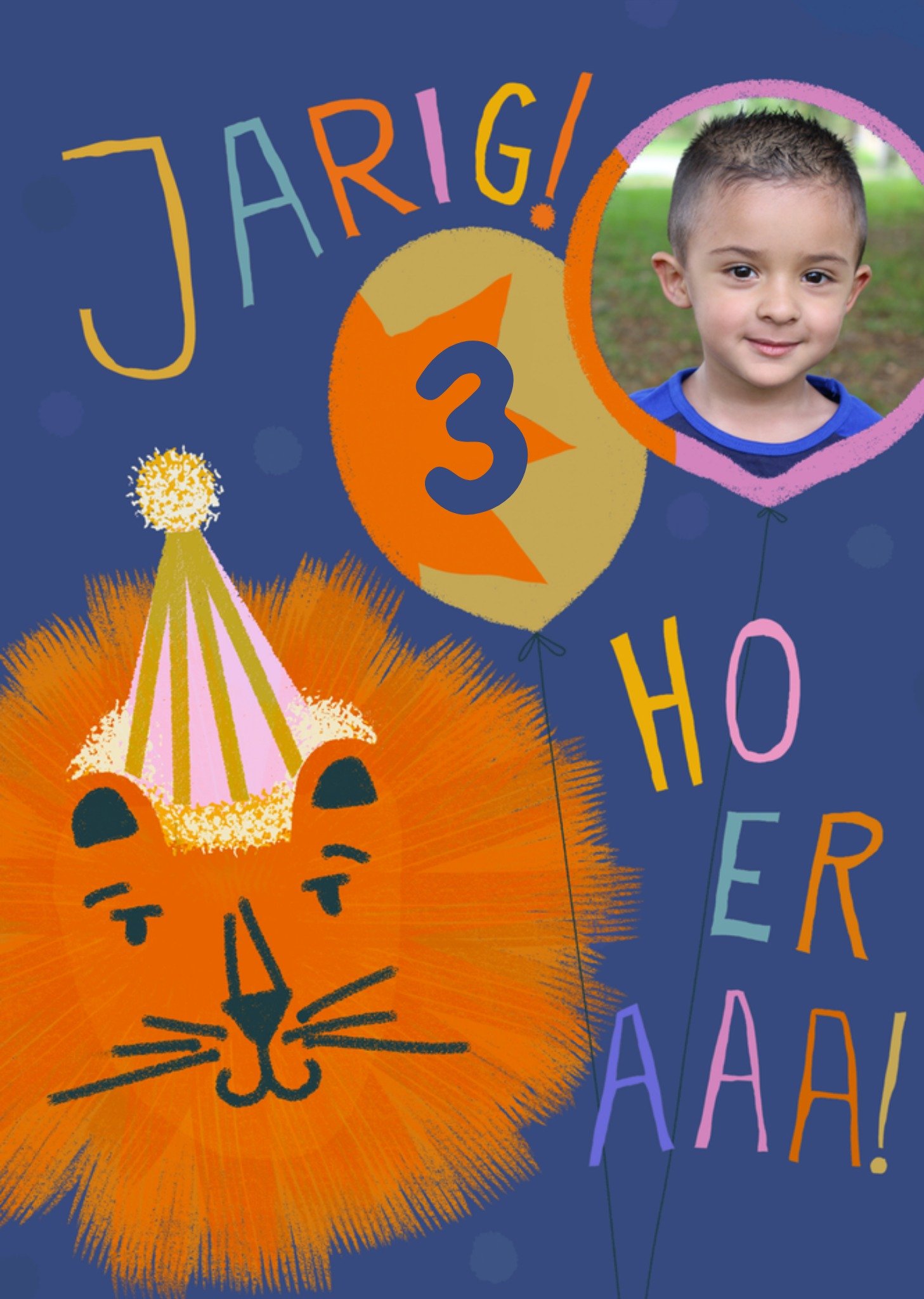Greetz Verjaardagskaart Jarig! Hoeraaa! 3 jaar Aanpasbare foto enn tekst Standard Card