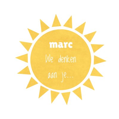 Greetz | Denken aan kaart | Zon | Aanpasbare naam