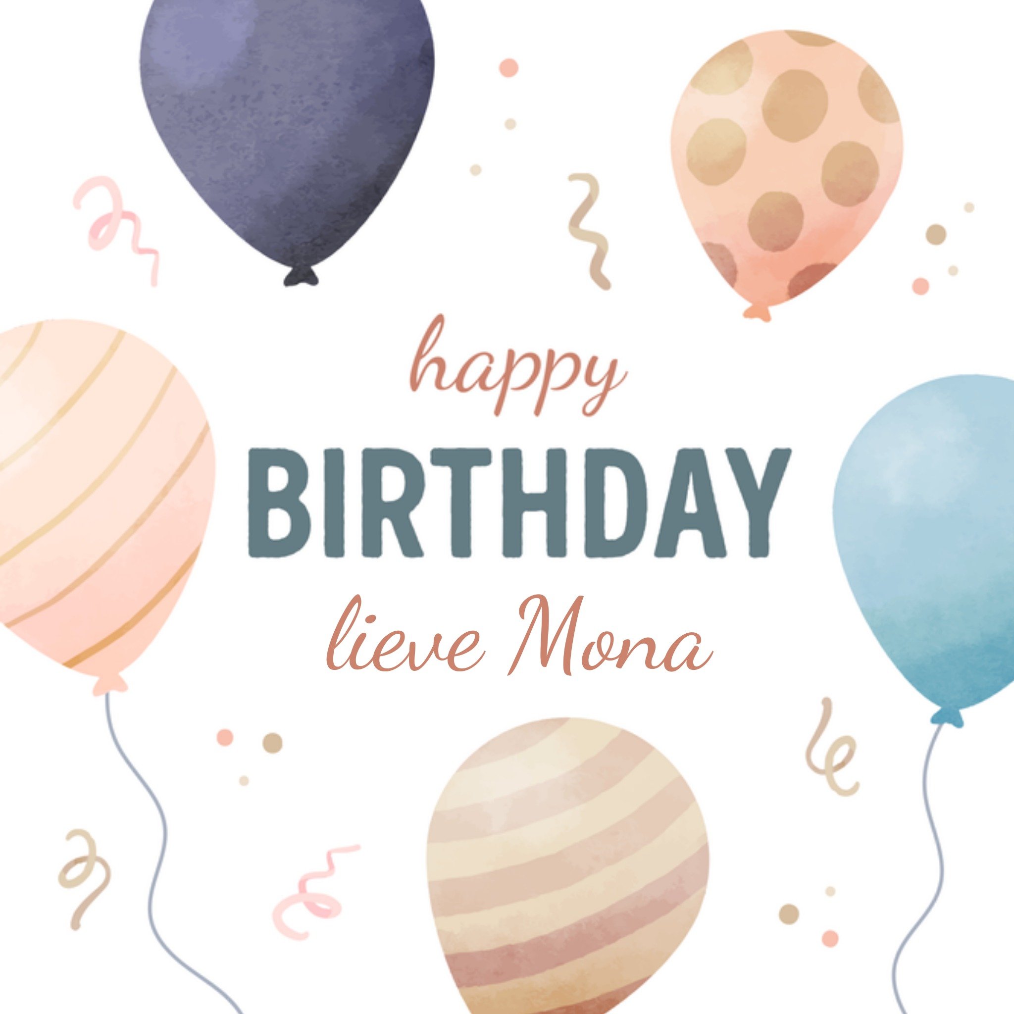 Papercute Verjaardagskaart Happy Birthday Balloons Aanpasbare tekst Vierkant