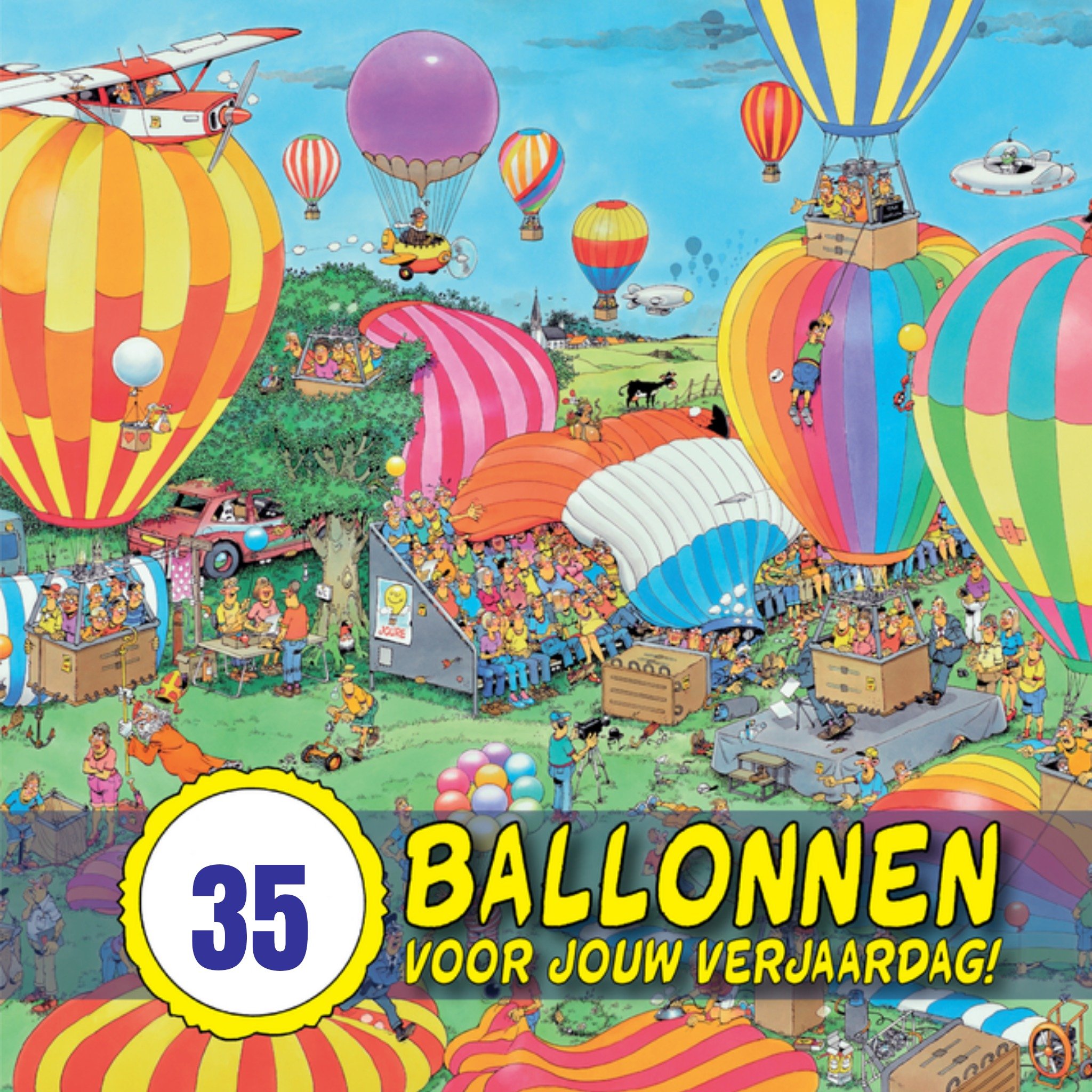 Jan van Haasteren | Verjaardags kaart met luchtballonnen | Square Card