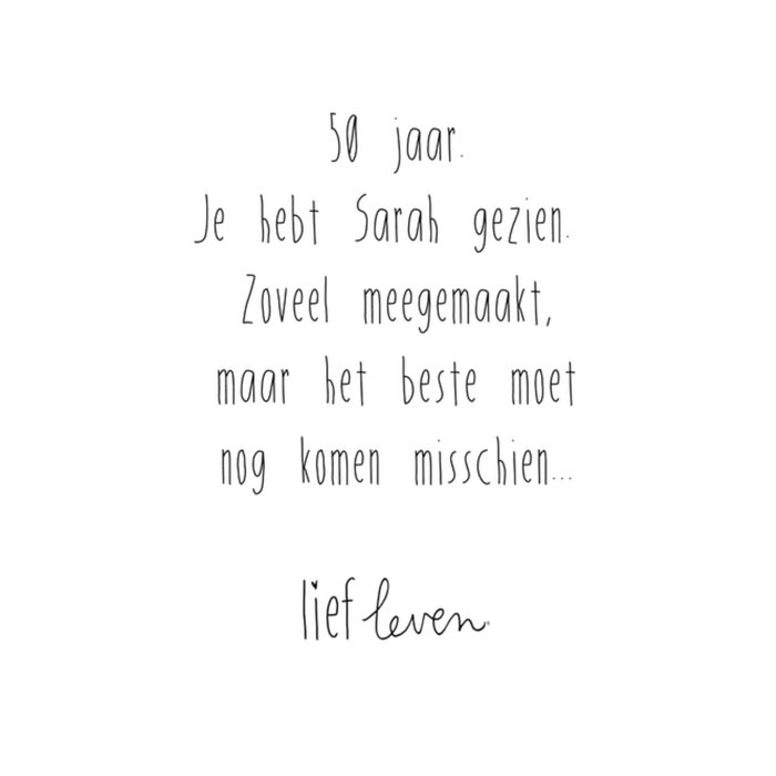 Lief Leven | Verjaardagskaart | Sarah