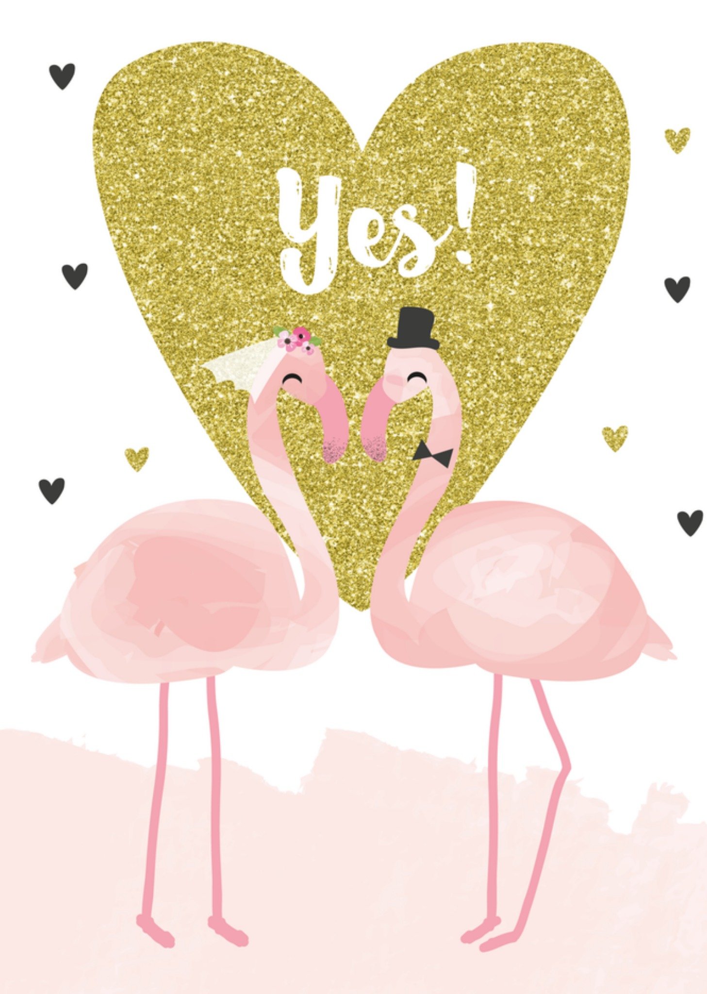 Huwelijkskaart Flamingo Kaart Tsjip