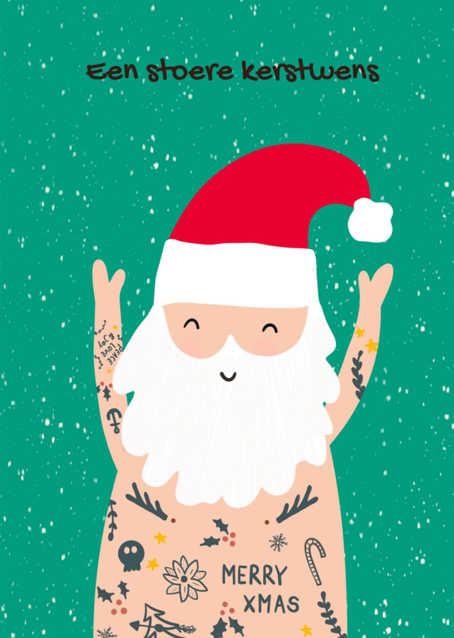 Greetz Kerstkaart Getatoeëerde kerstman Standard Card
