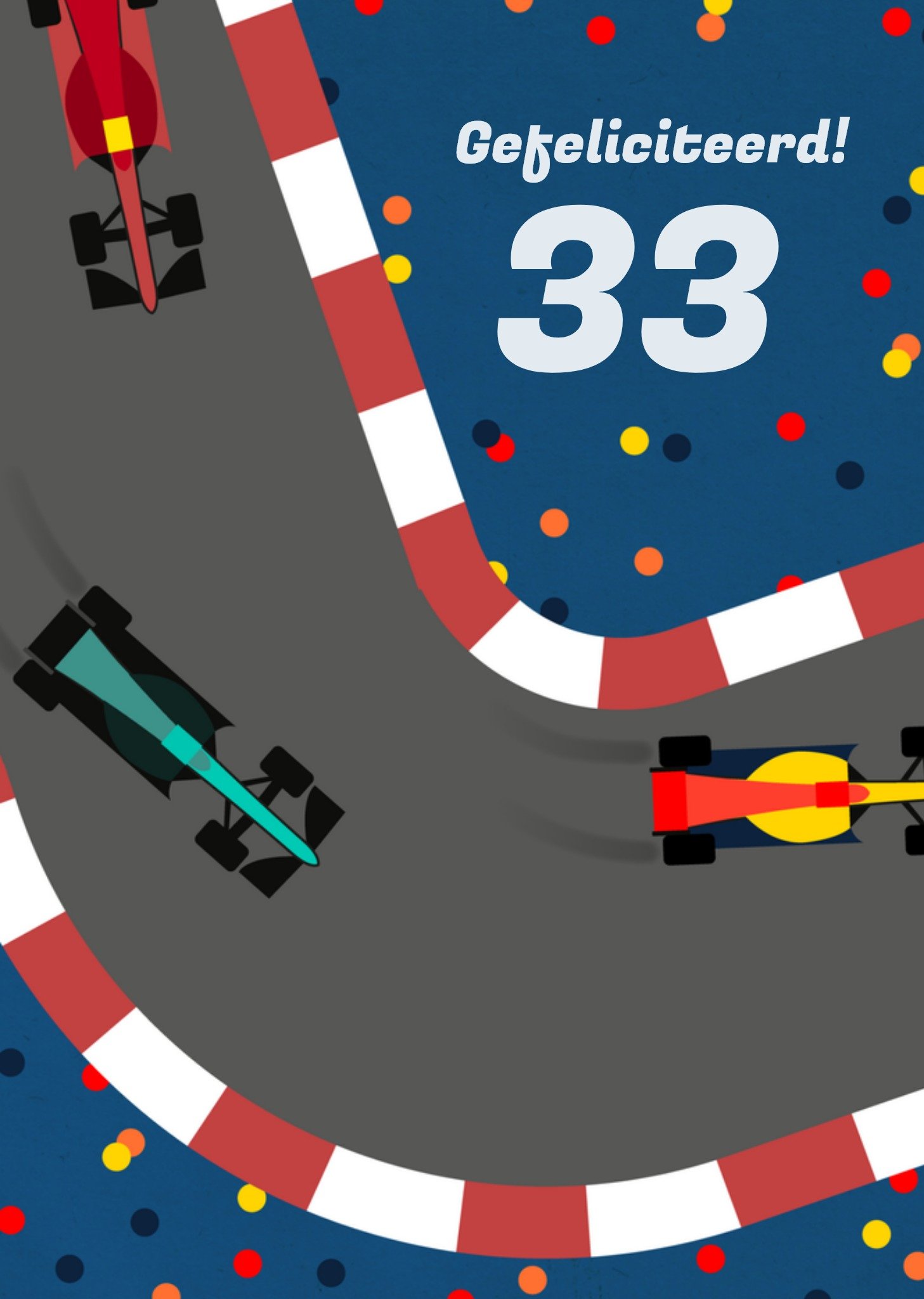 Verjaardagskaart racen met leeftijd Greetz