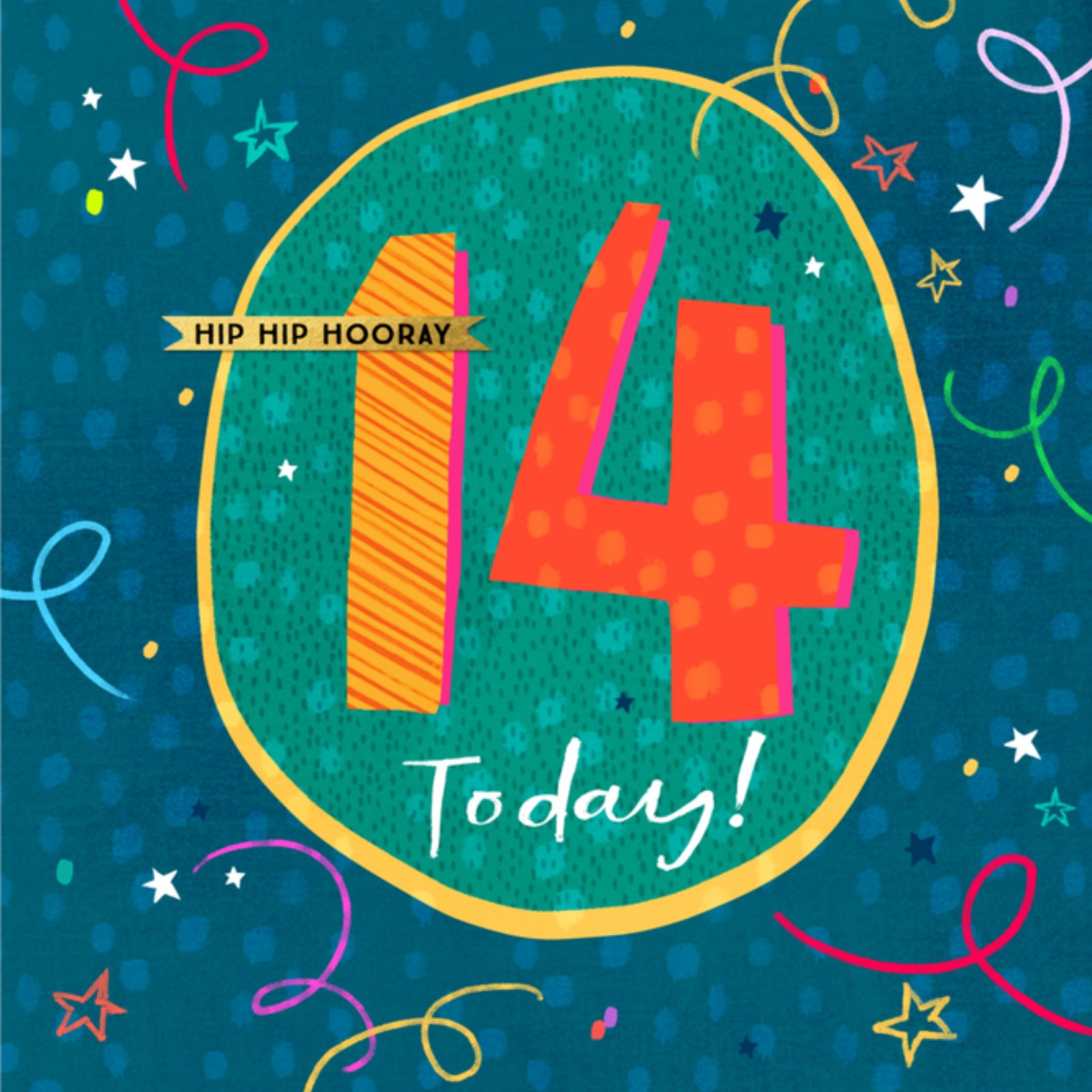 Greetz Verjaardagskaart hip hip hooray 14 Vierkant