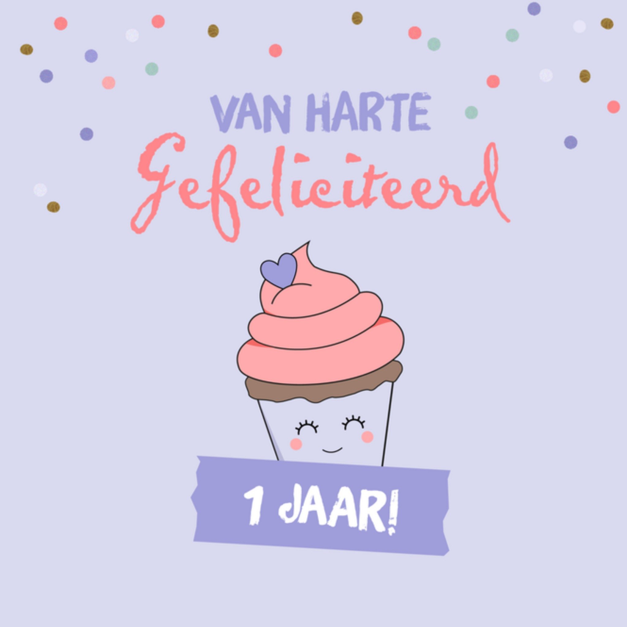 Greetz Verjaardagskaart Cupcake Vierkant