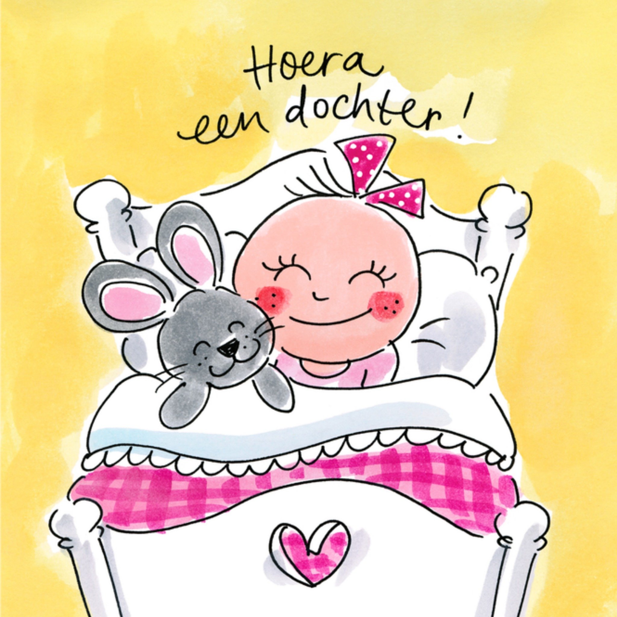 Geboortekaart Dochtertje Vierkante Kaart Blond Amsterdam