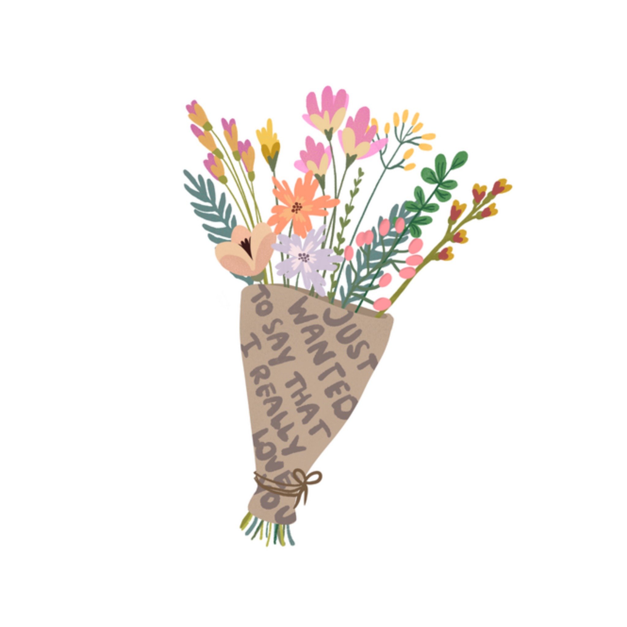 Greetz Valentijn bloemen boeket illustratie Vierkant
