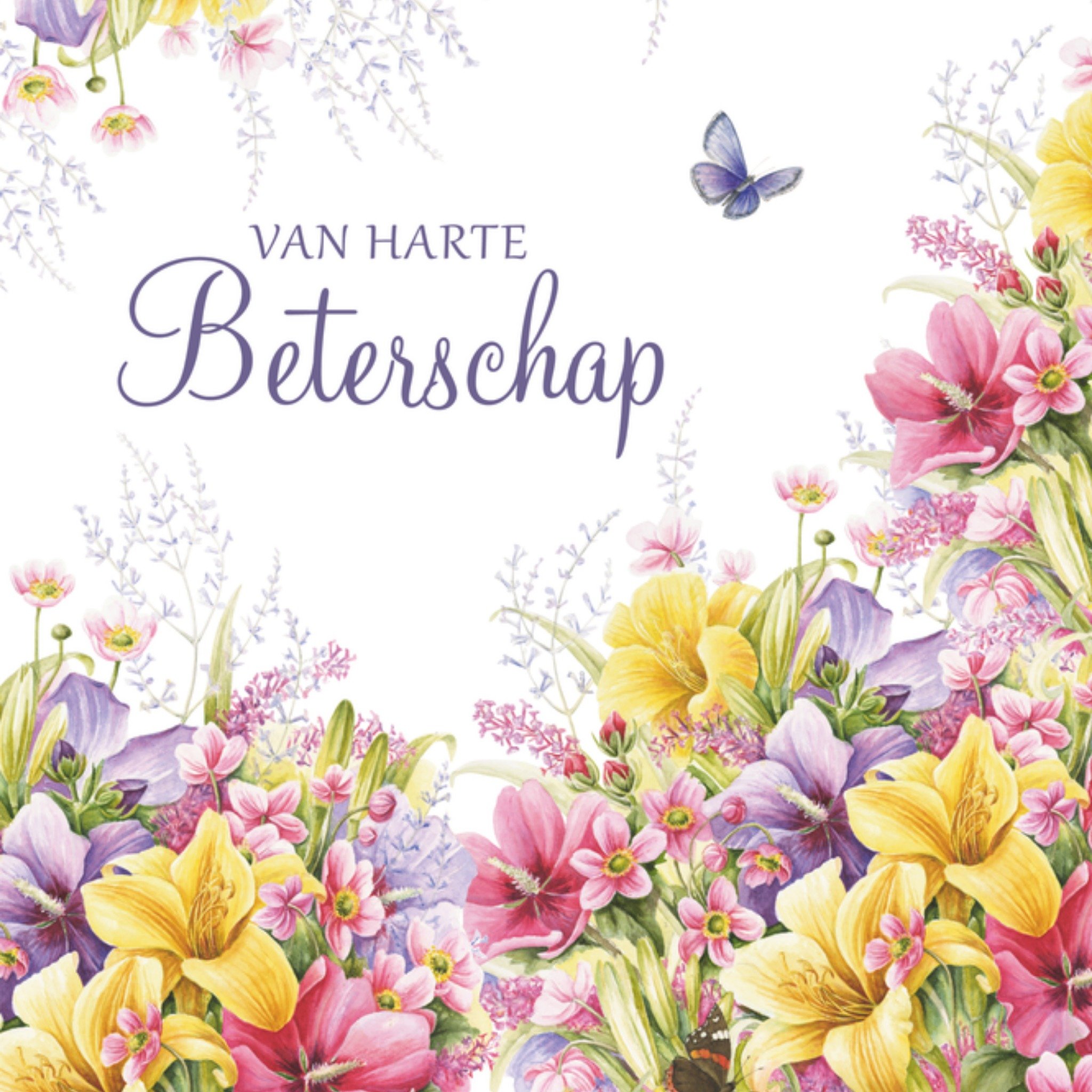 Beterschapskaart bloemen Vierkante Kaart Janneke Brinkman
