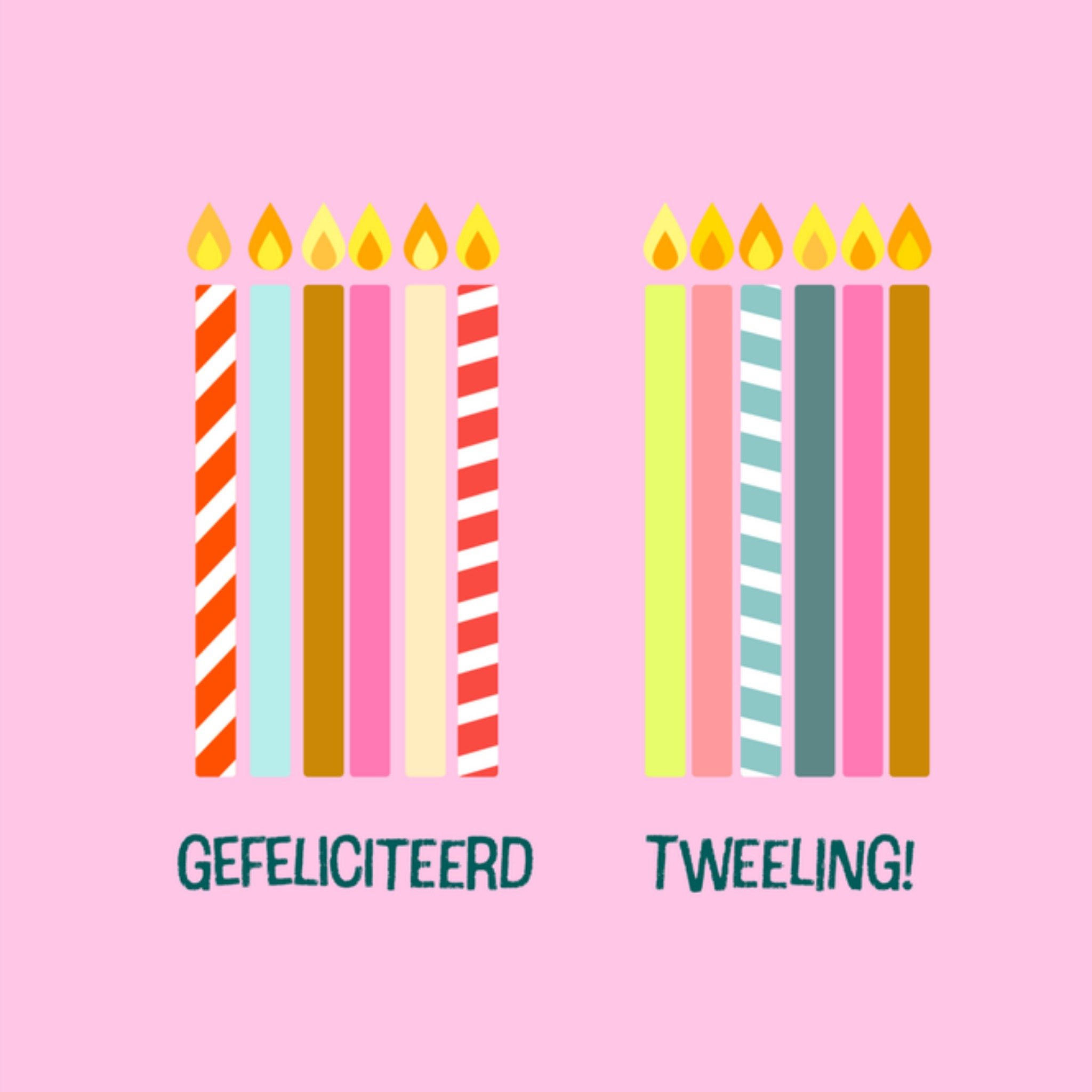 Greetz Verjaardagskaart Kaarsjes Tweeling Vierkant