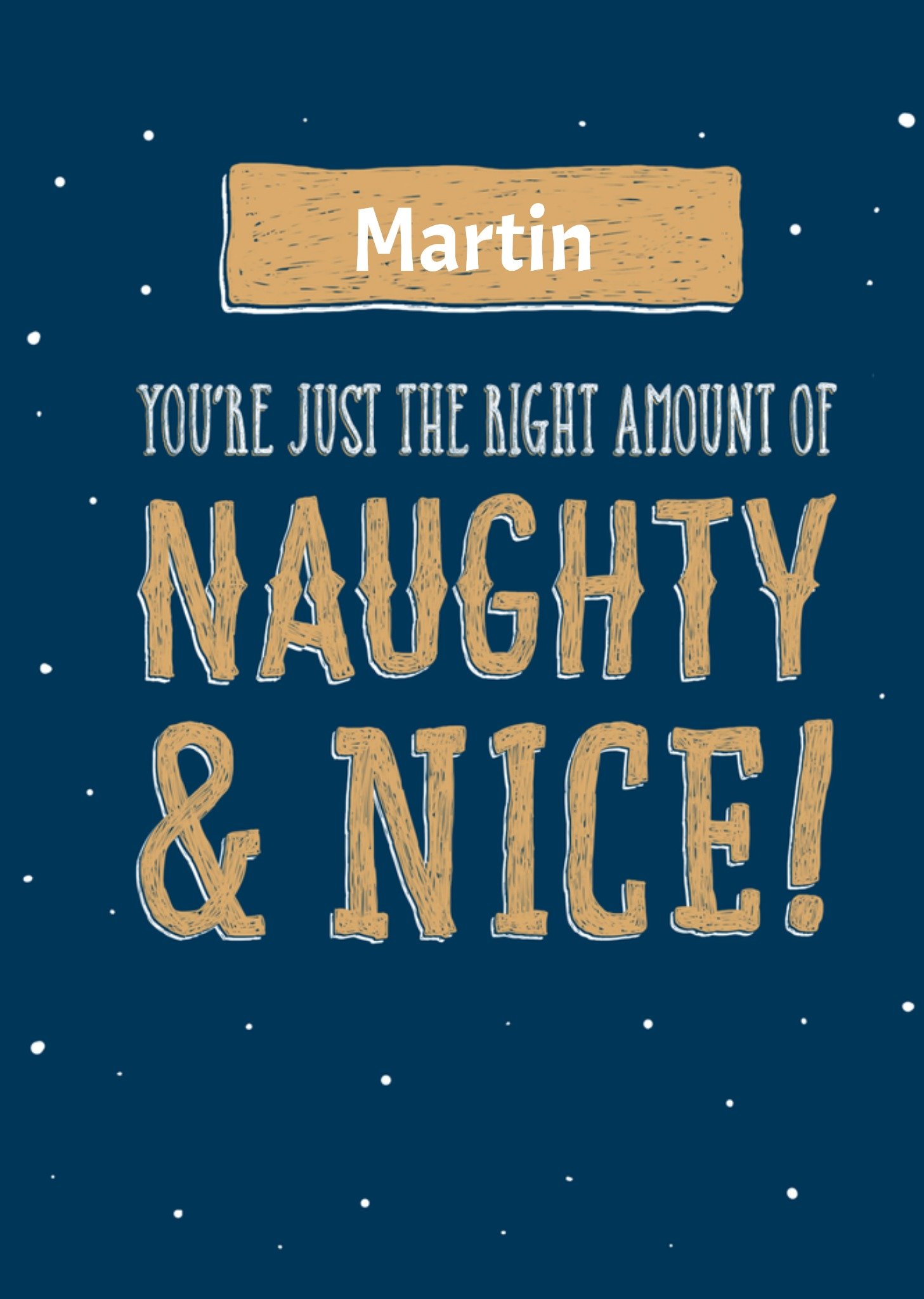 Kerstkaart Blauw met eigen naam UK Greetings