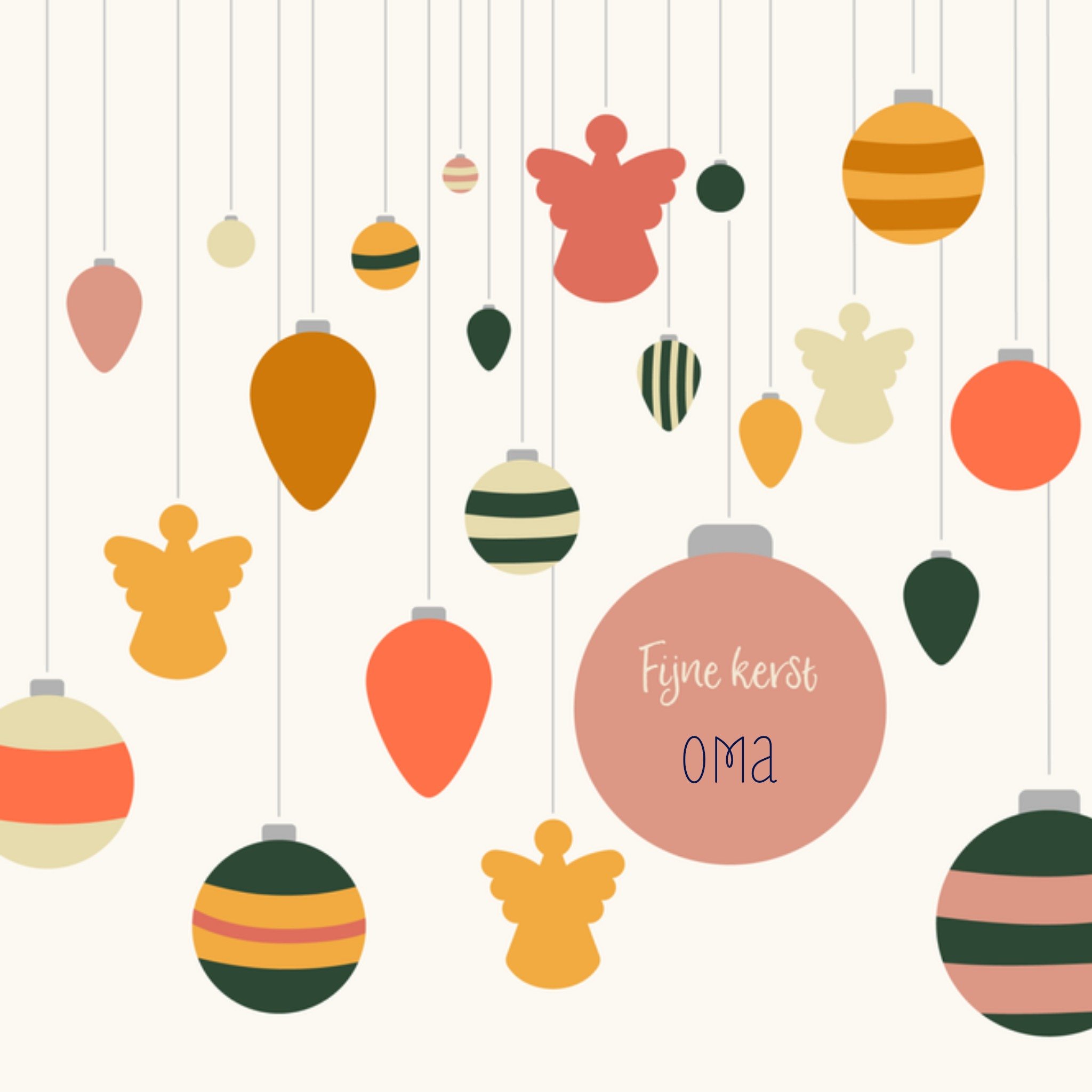 Greetz Kerstkaart oma kerstballen Vierkant