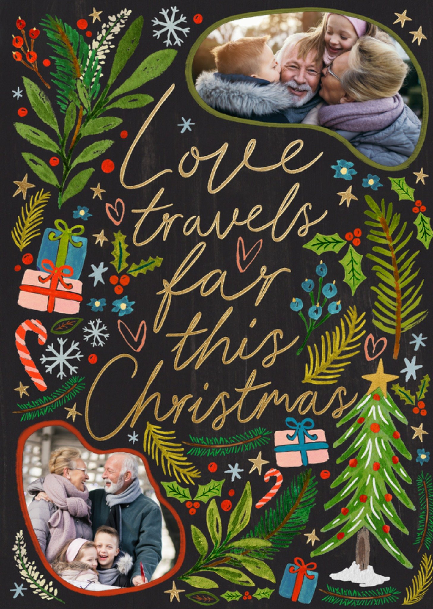 Greetz Kerstkaart Love Travels Far This Christmas Aanpasbare Fotokaart Standard Card