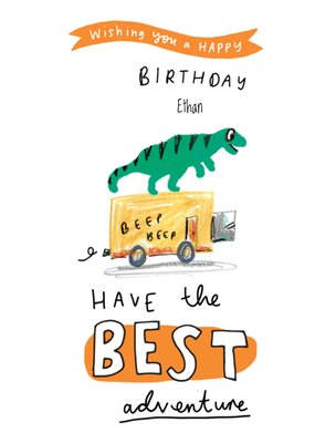 Het Beste Avontuur Geïllustreerde Dinosaurus Verjaardag Kaart