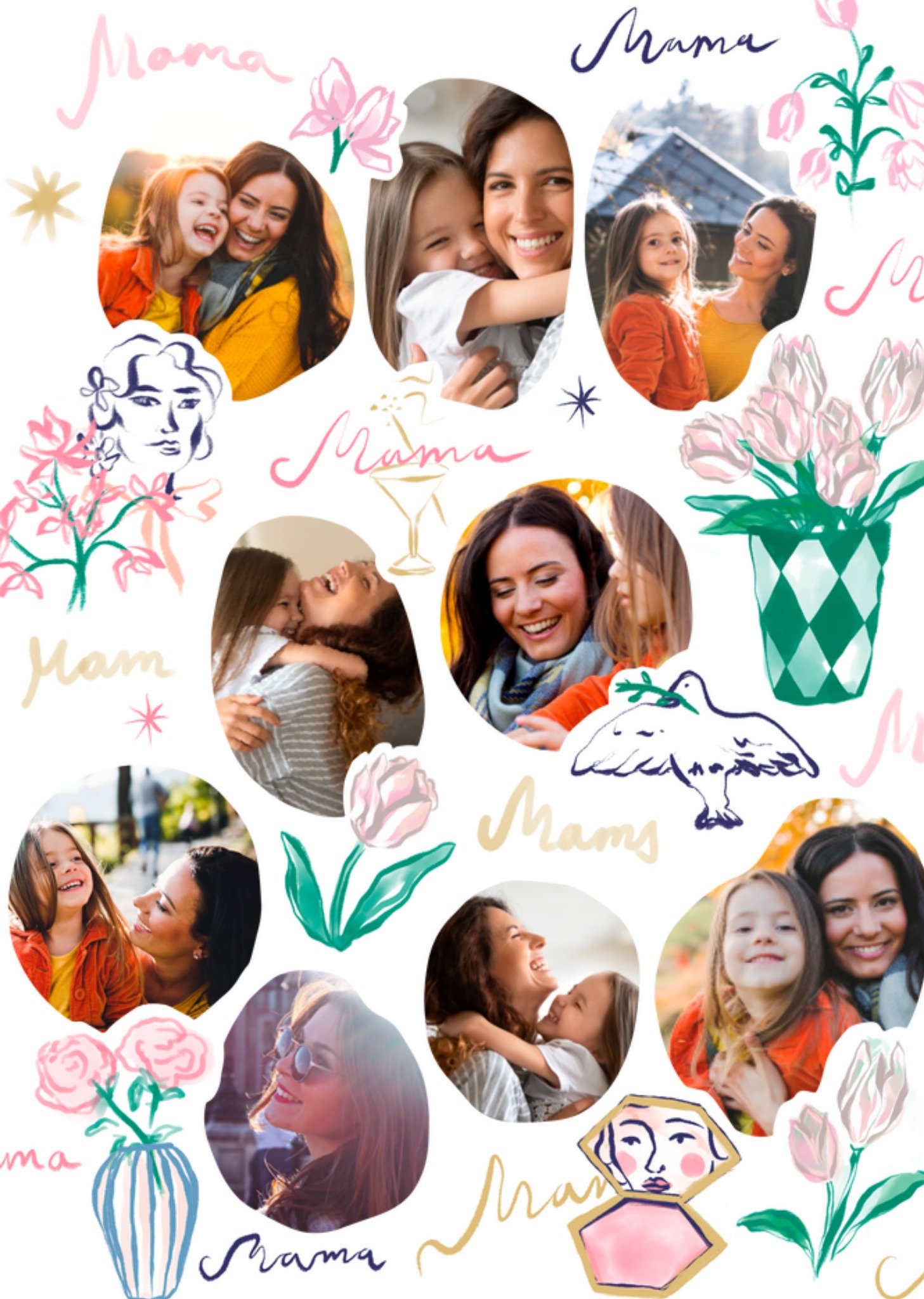 Greetz Moederdagkaart Mama Hand geschilderd Fotokaart Standard Card