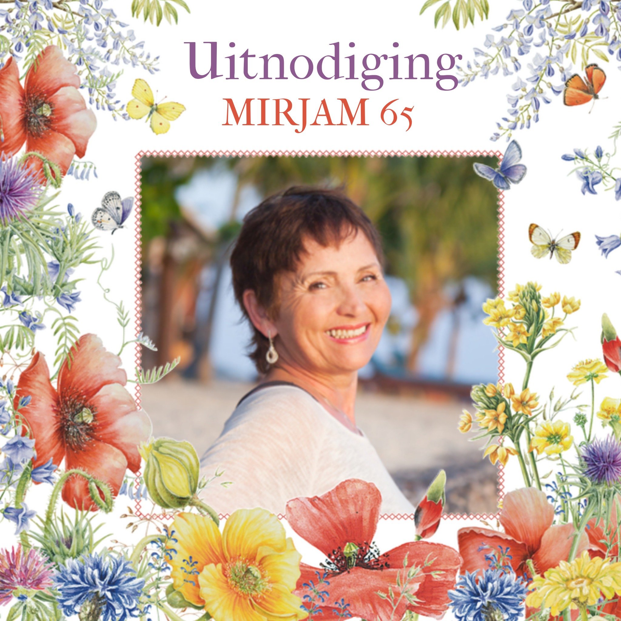 Bloemen Uitnodiging Vierkante Kaart Janneke Brinkman