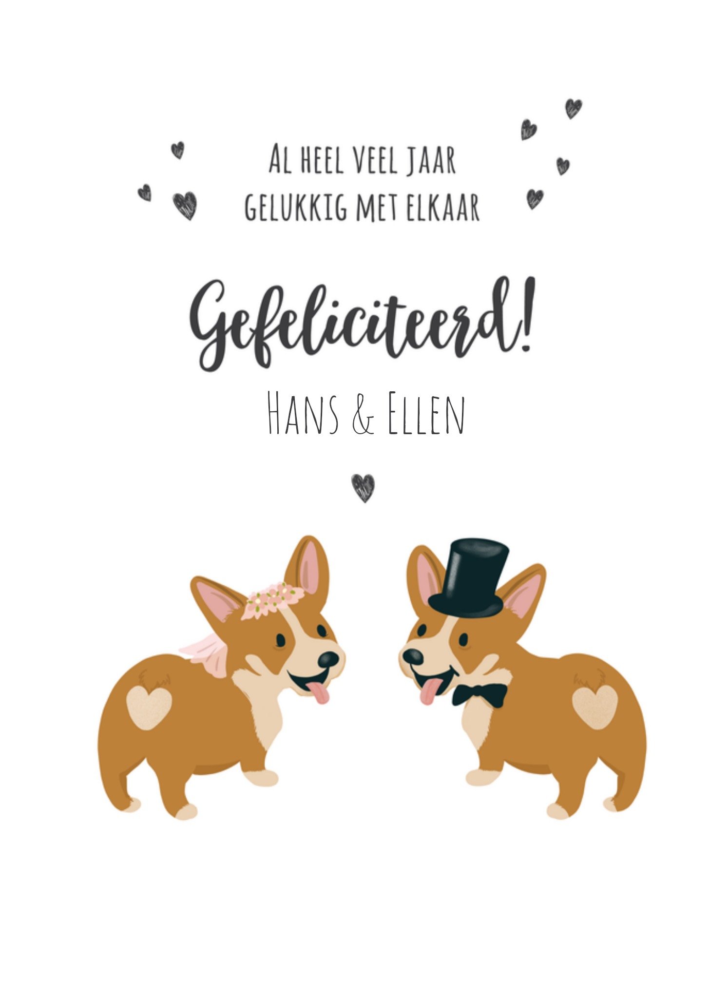 Huwelijkskaart Corgis Kaart Tsjip