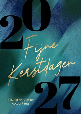 Blauwgroen Abstract Typografisch Kerstmis 2027 Kaart