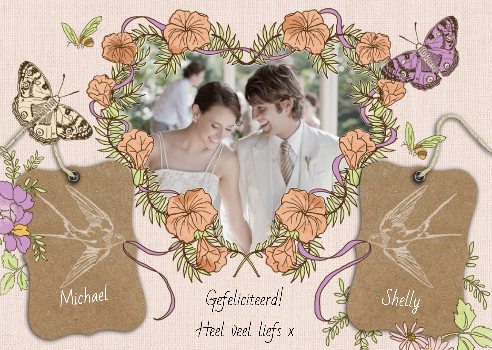 Greetz Huwelijkskaart Bloemen Neutraal Standard Card