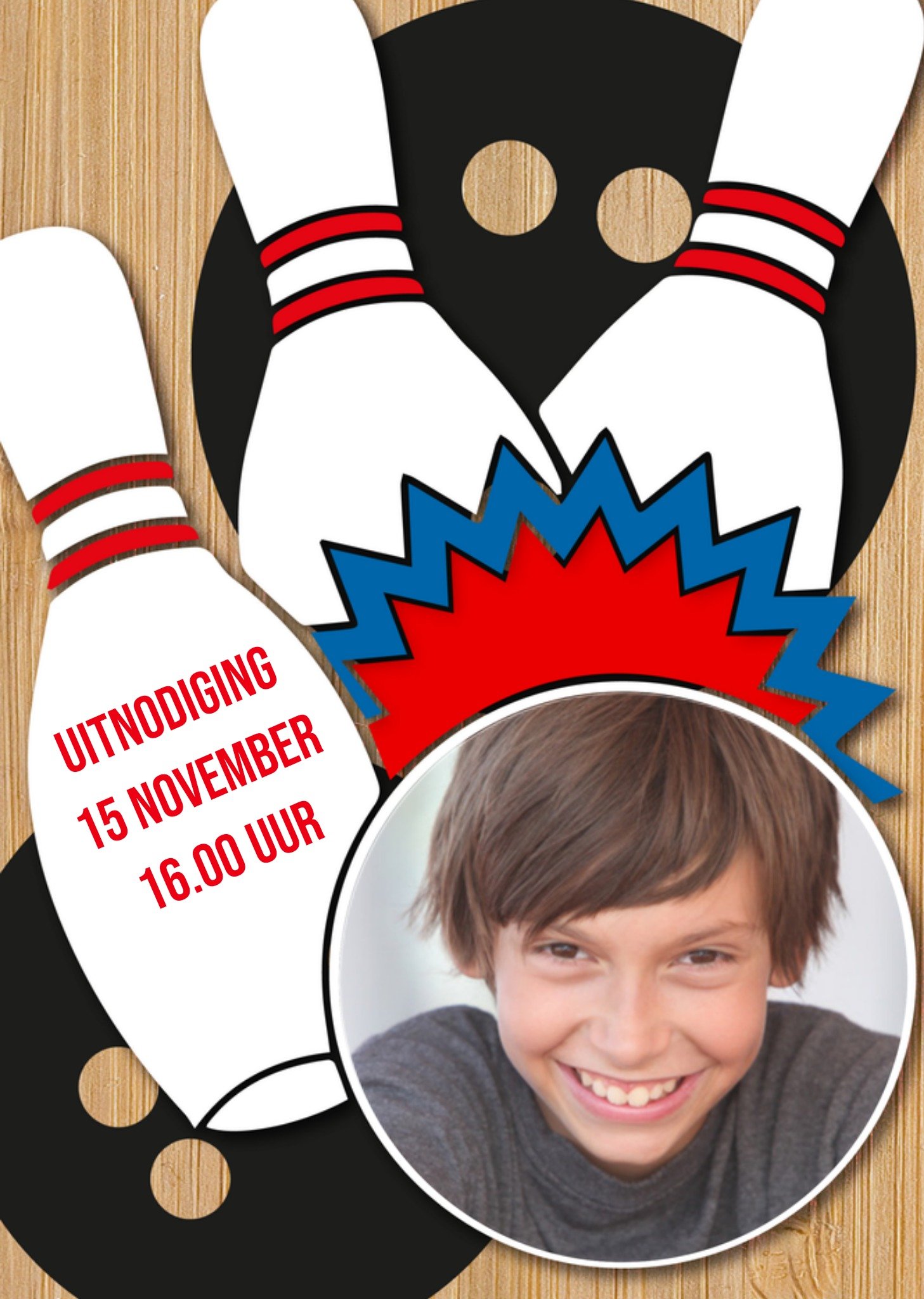 Greetz Verjaardagskaart Uitnodiging kinderfeest Bowling time Standard Card