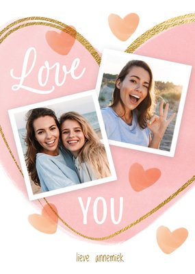 Love You Goudfolie Hart Foto Upload Kaart