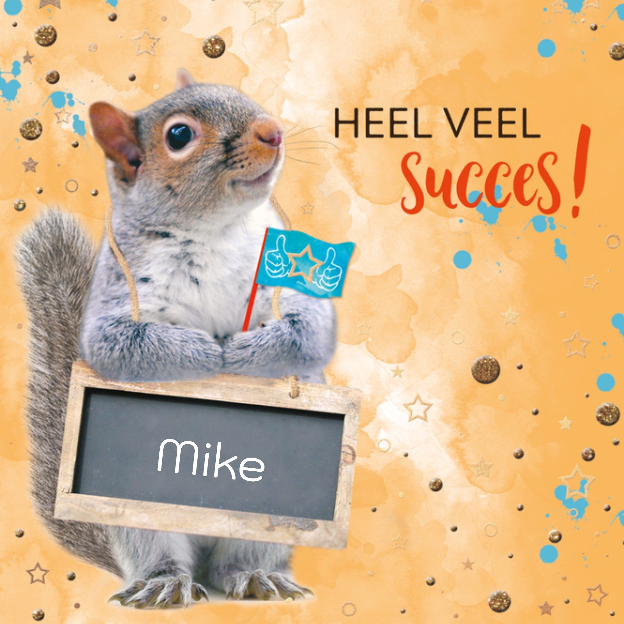 Succeskaart eekhoorn met naam Vierkante Kaart TMS