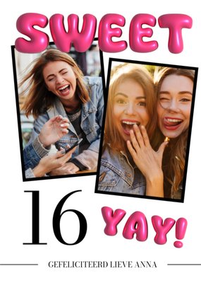 Greetz | Verjaardagskaart | Sweet 16 | Bubble tekst | Met fotos