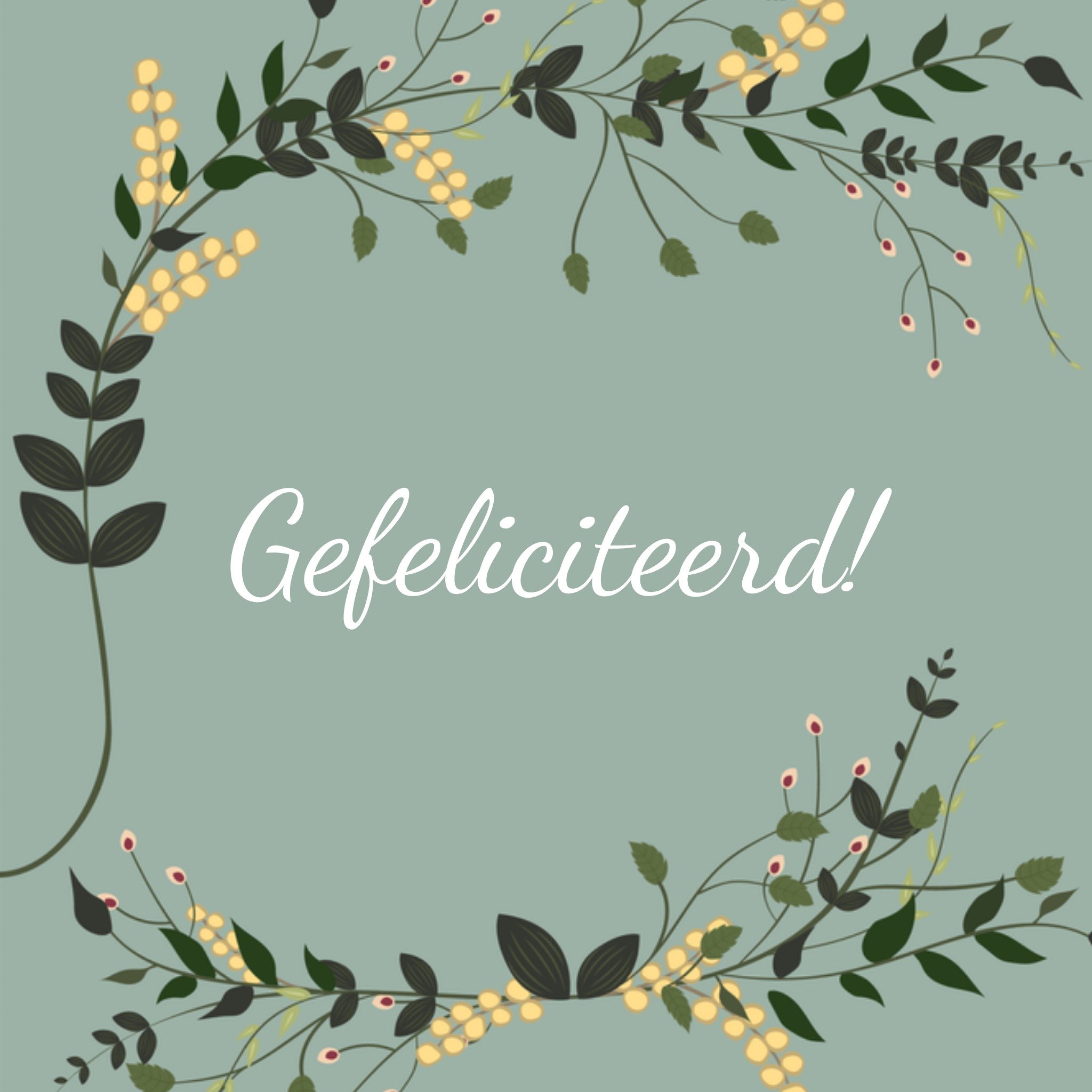 Greetz Felicitatiekaart fleurig tekst Vierkant