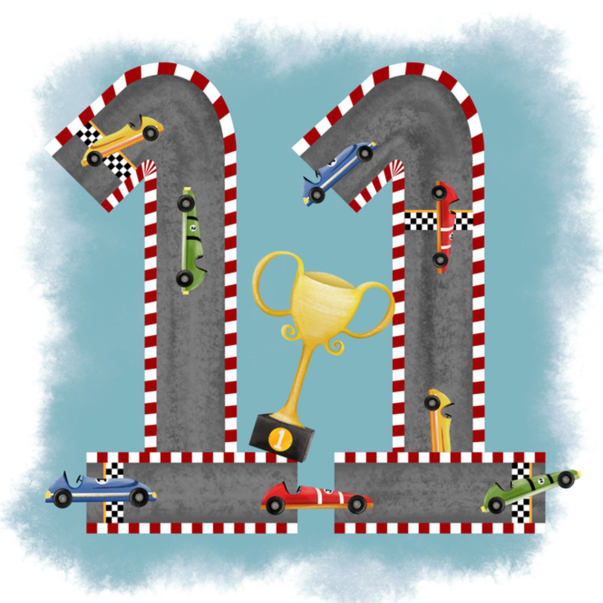 Greetz Verjaardagskaart racethema 11 jaar Vierkant