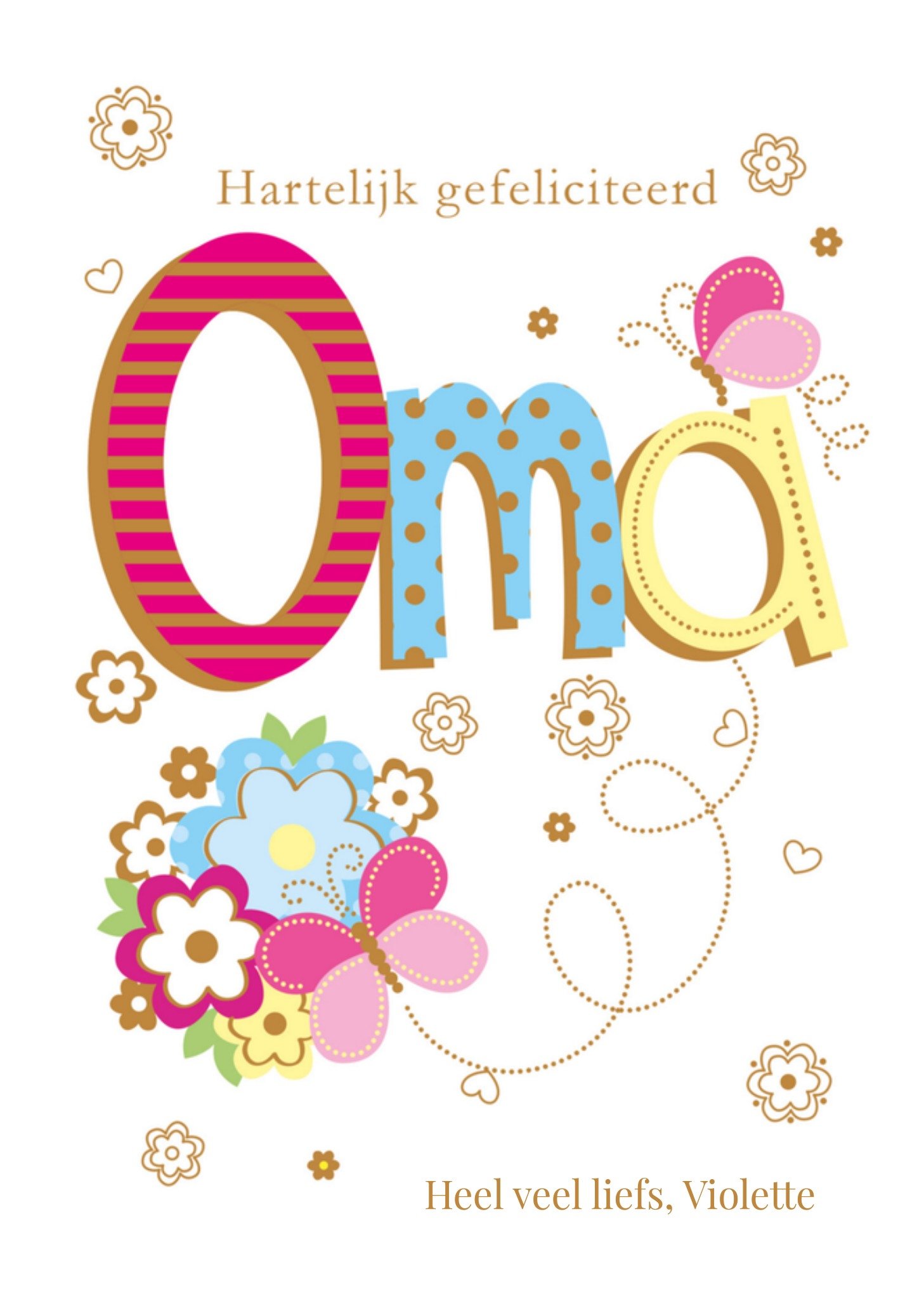 Verjaardagskaart oma met naam Kaart Ling Design