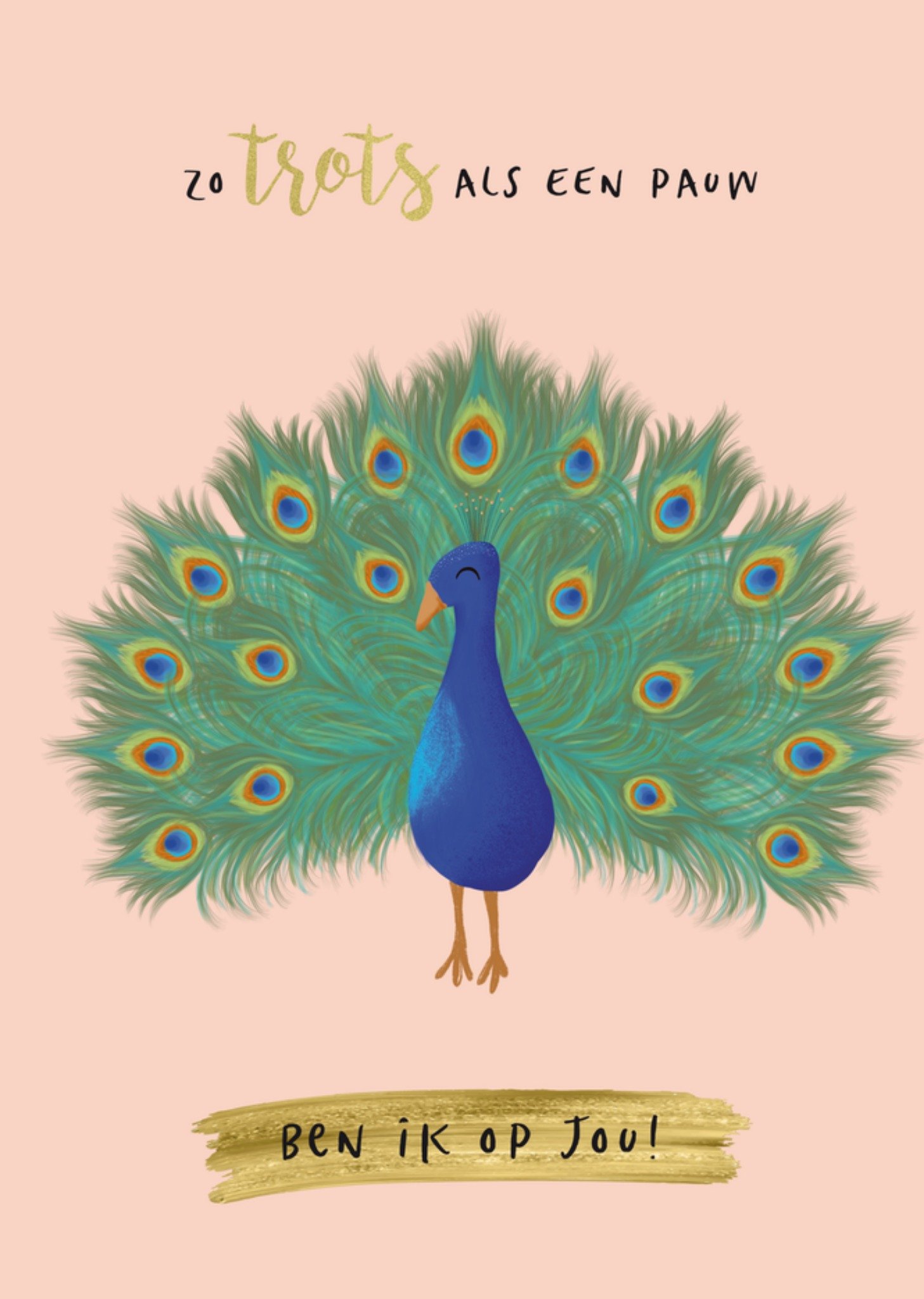 Complimenten kaart pauw illustratie Tsjip